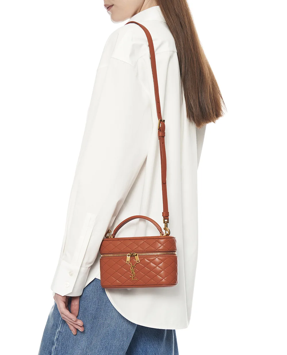 Сумка GABY із овечої шкіри Saint Laurent 766731-1EL07, помаранчевий колір • Купити в інтернет-магазині Kameron