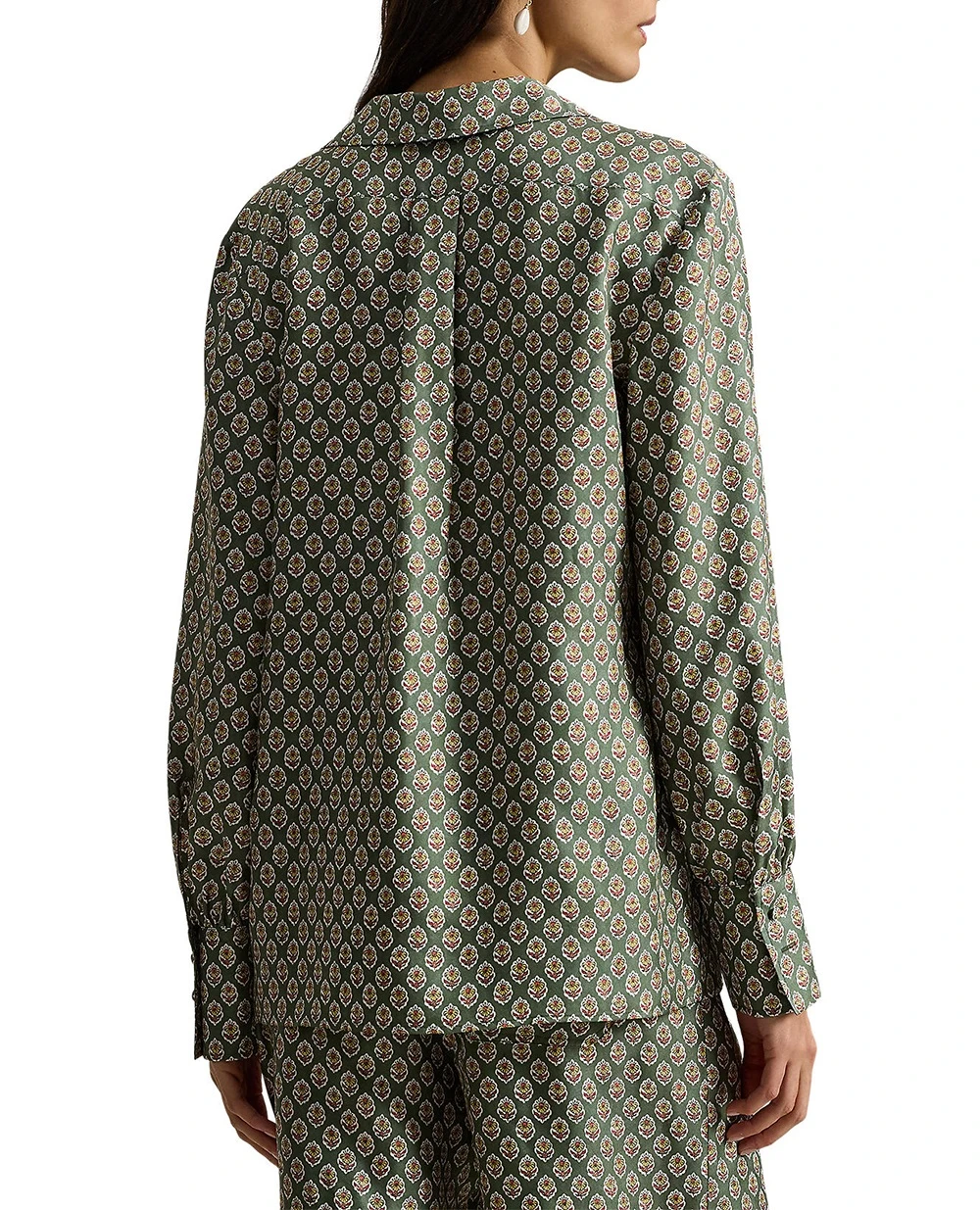 Пижамная рубашка из шелка (костюм) Polo Ralph Lauren 211A96716001, зеленый цвет • Купить в интернет-магазине Kameron