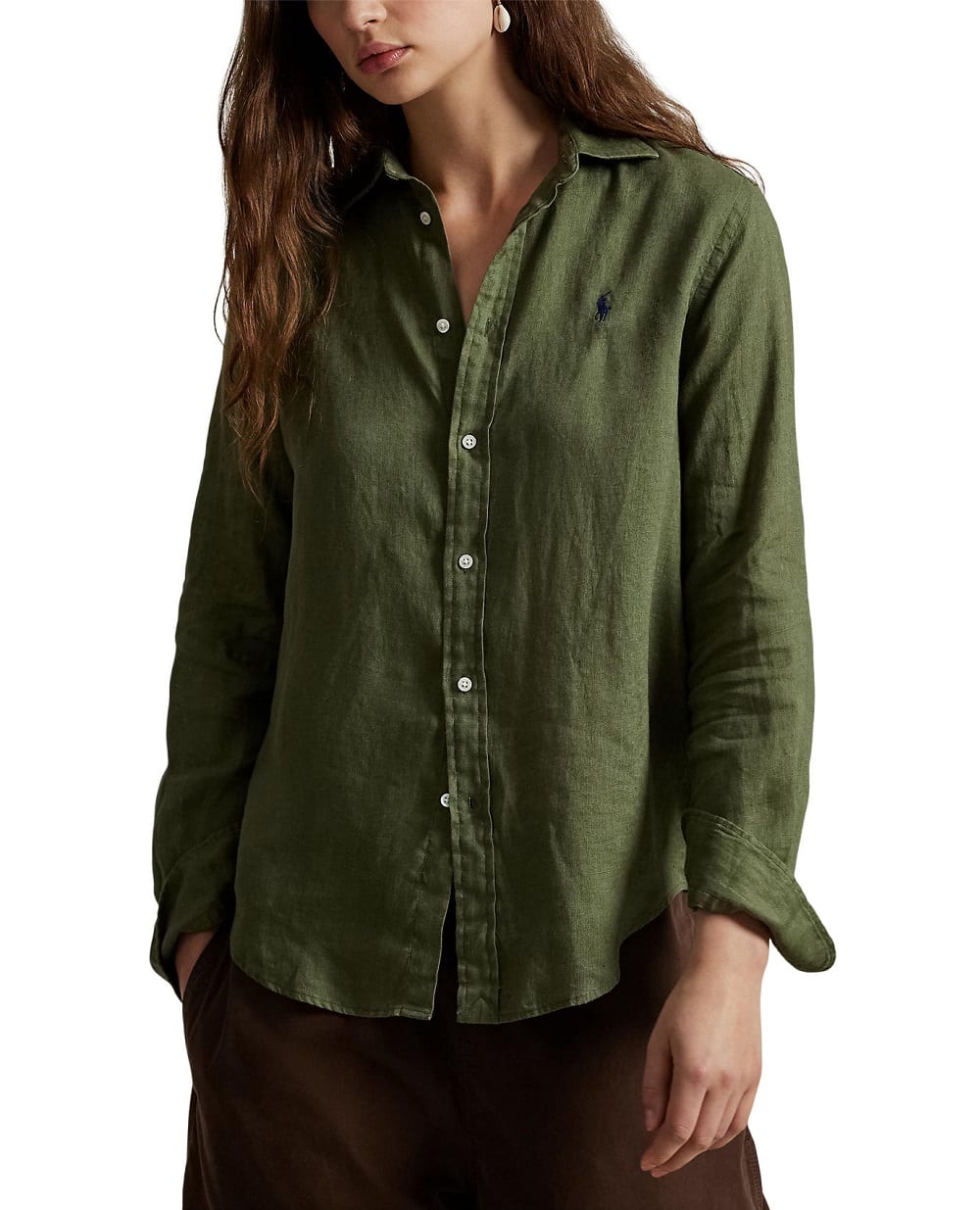 Льняная рубашка Polo Ralph Lauren 211970730507, зеленый цвет • Купить в интернет-магазине Kameron