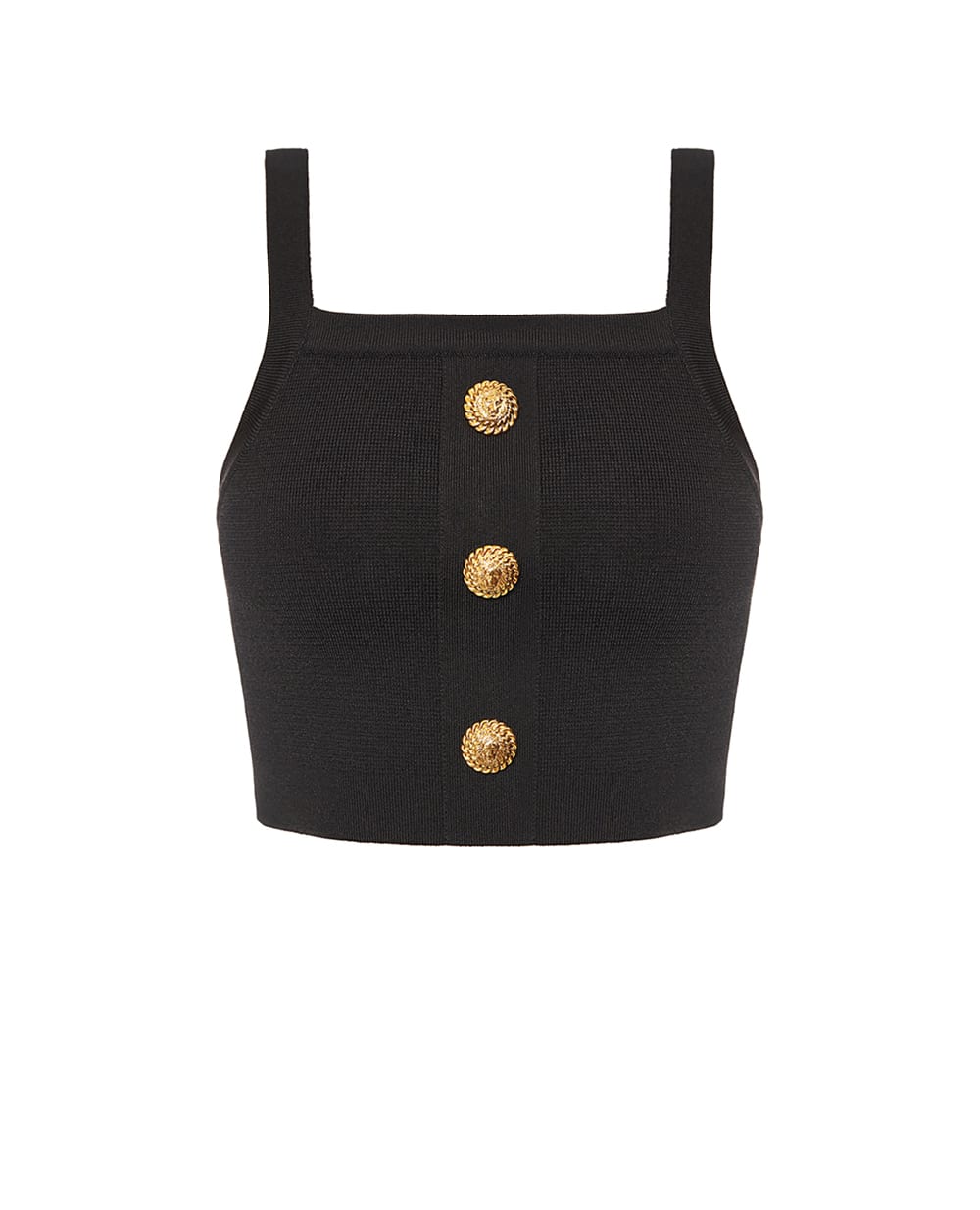 Вязаный топ-бралетт с пуговицами Balmain GF1AA415KJ43, черный цвет • Купить в интернет-магазине Kameron