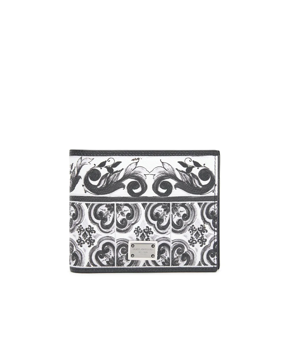 Кожаный портмоне с принтом Majolica Dolce&Gabbana BP3102-AN719, белый цвет • Купить в интернет-магазине Kameron
