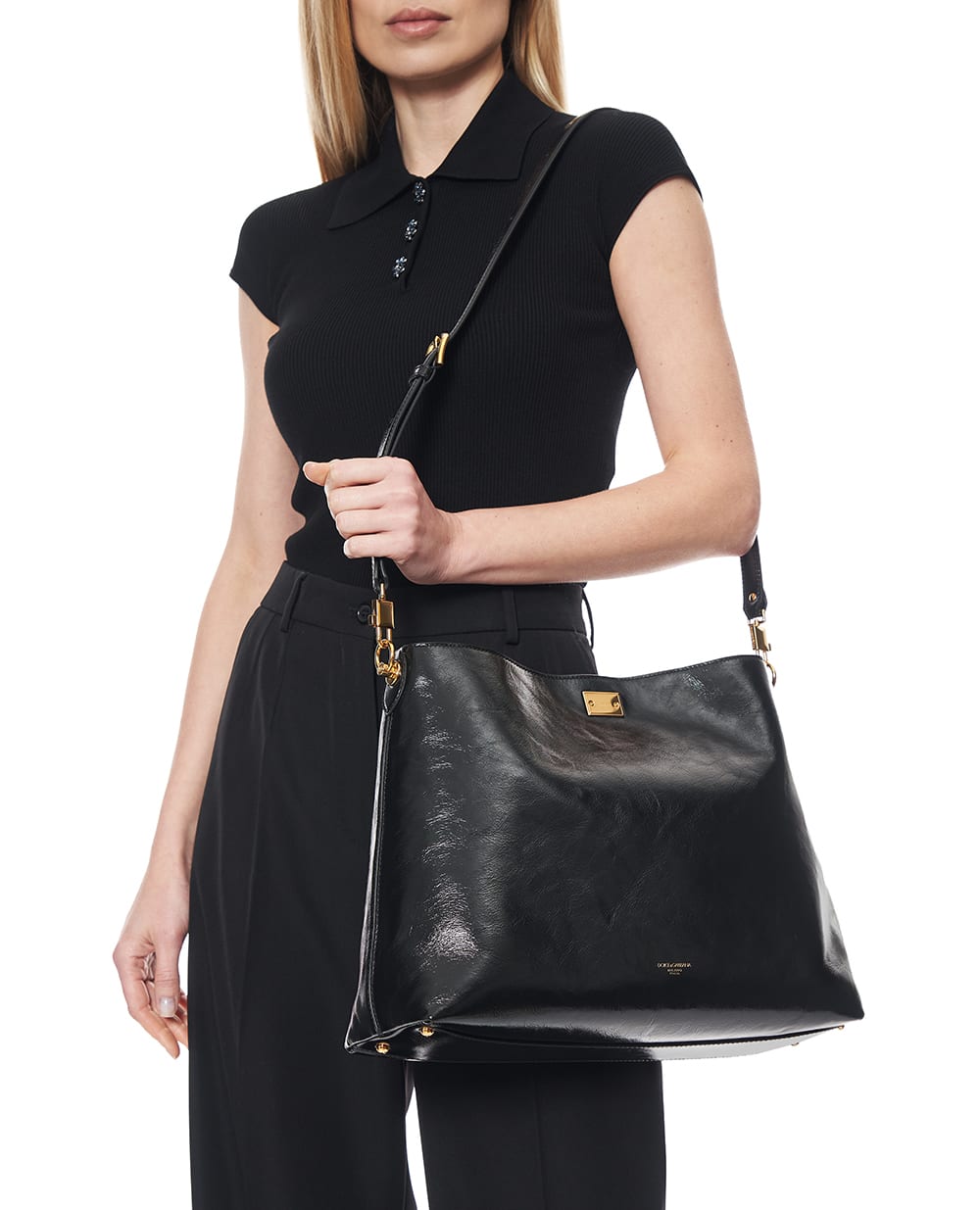 Сумка Vittoria Large з телячої шкіри Dolce&Gabbana BB7942-AZ000, чорний колір • Купити в інтернет-магазині Kameron