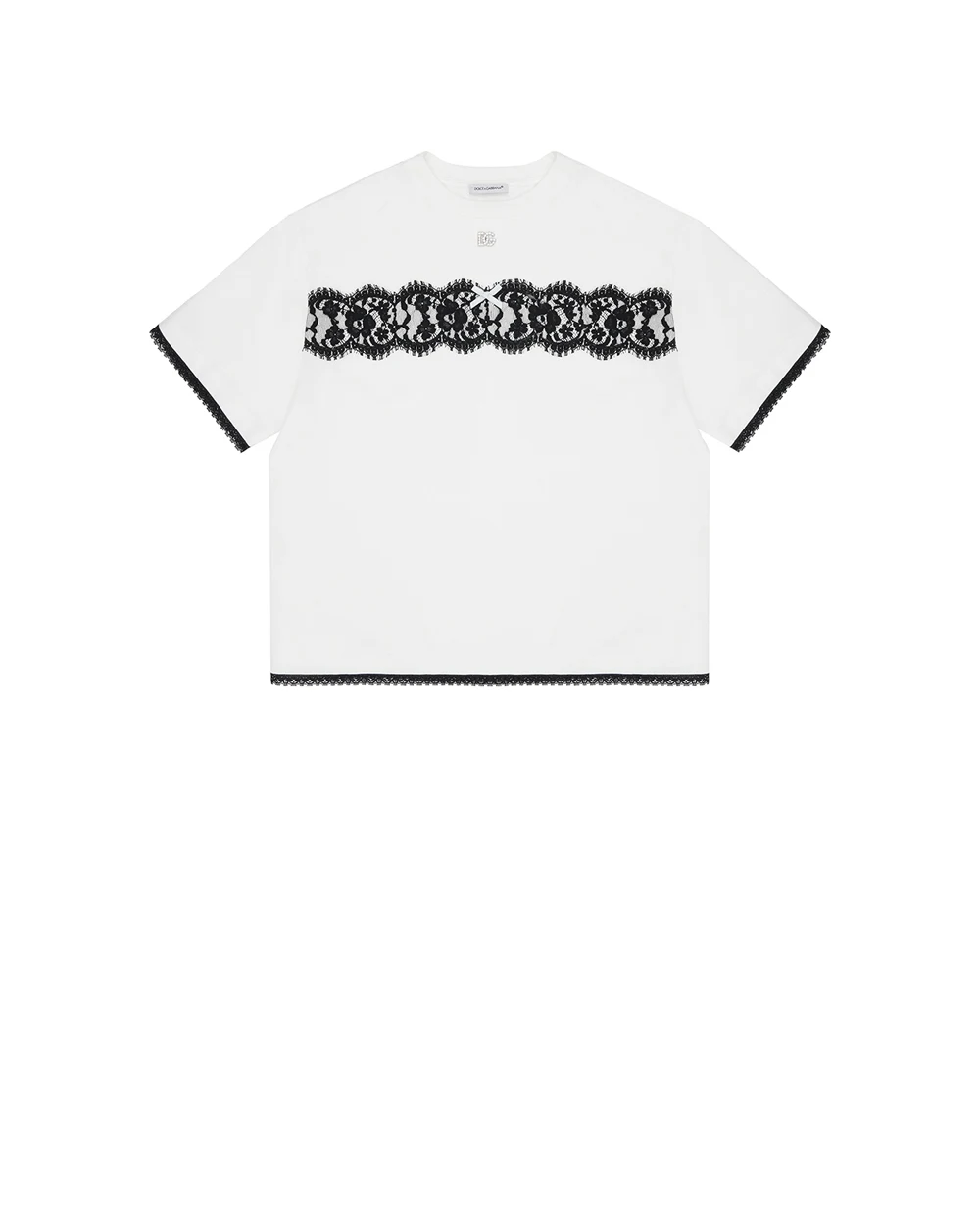 Дитяча футболка з мереживом Dolce&Gabbana Kids L5JTQT-G7PTX-B, білий колір • Купити в інтернет-магазині Kameron