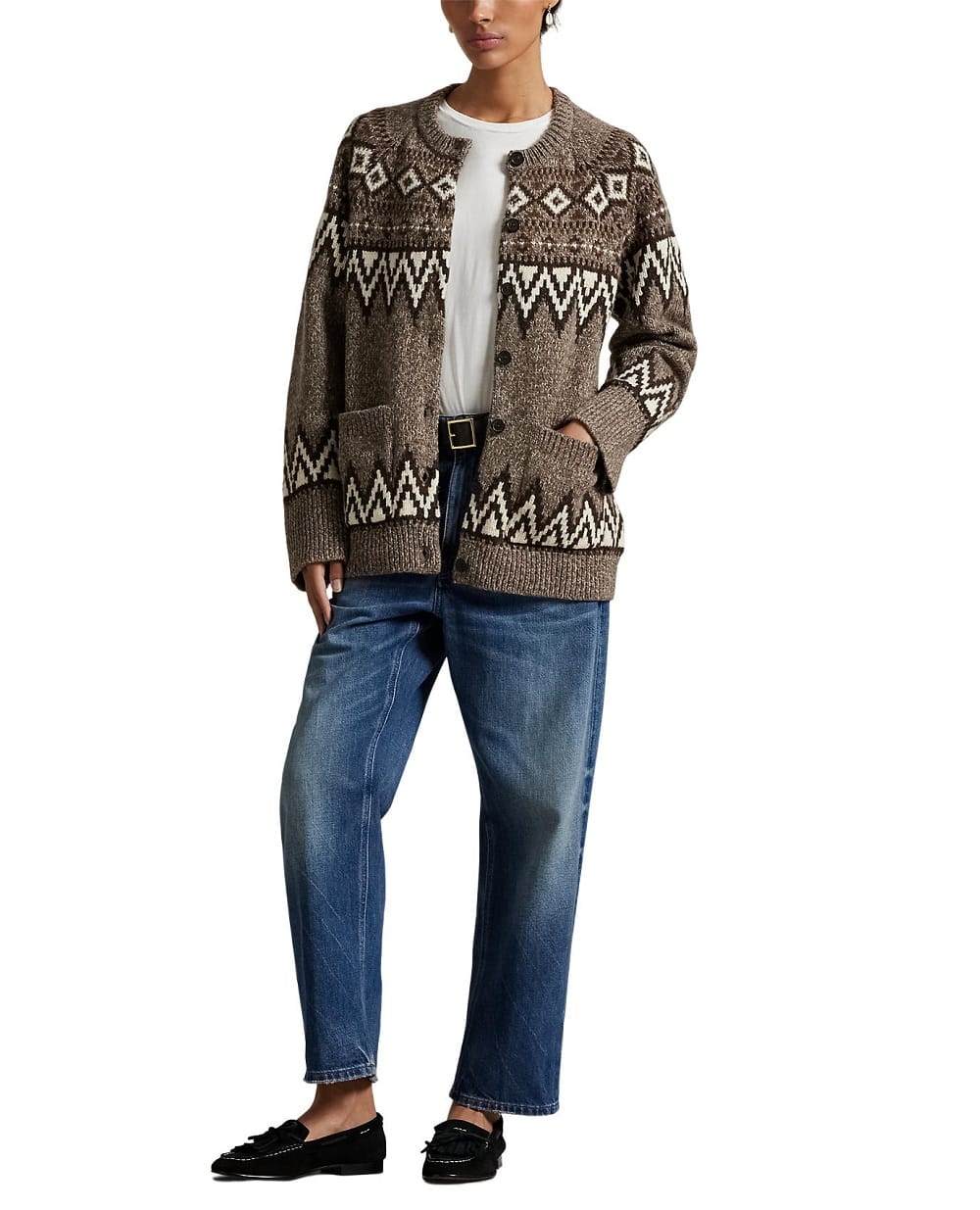 Кардиган із вовняної суміші у стилі Fair Isle Polo Ralph Lauren 211978326001, коричневий колір • Купити в інтернет-магазині Kameron