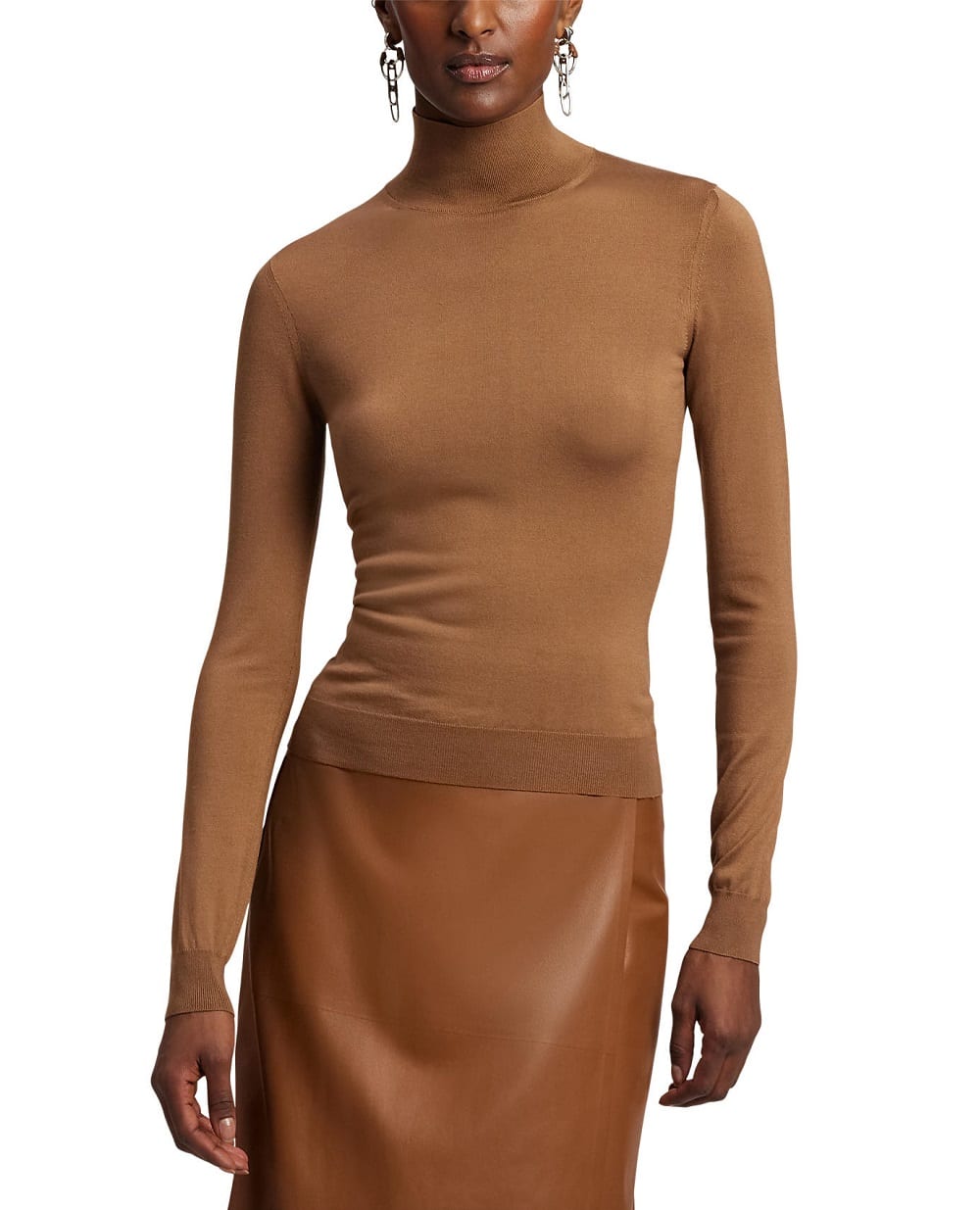 Гольф из эластичного шелка Ralph Lauren Collection 290981664001, коричневый цвет • Купить в интернет-магазине Kameron