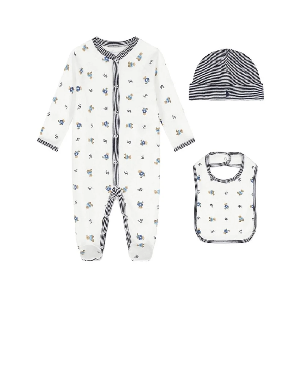 Подарочный набор  (человечек, шапочка, слюнявчик) Polo Ralph Lauren Kids 320945859001, белый цвет • Купить в интернет-магазине Kameron