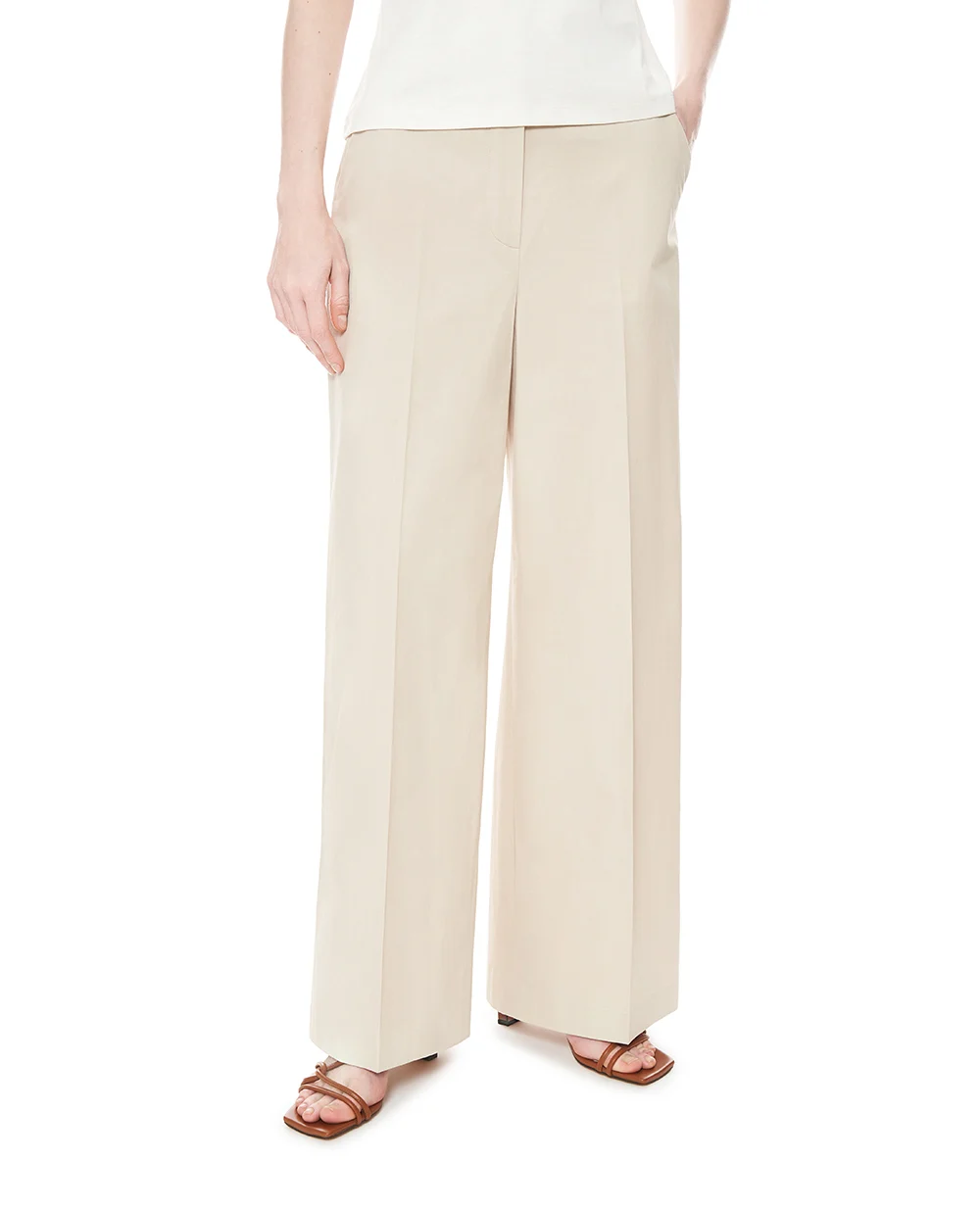 Брюки с широкими штанинами Yves Salomon 26EYP018XXCOSA, молочный цвет • Купить в интернет-магазине Kameron