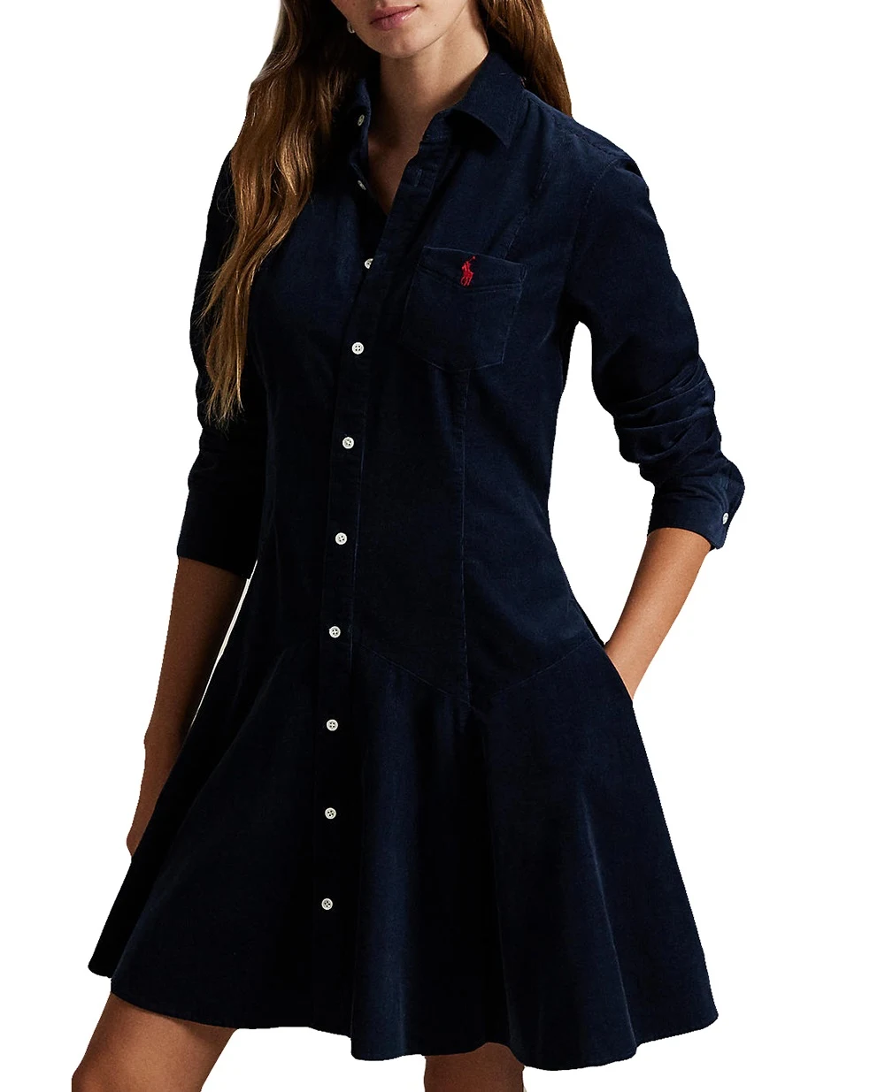 Сукня-сорочка вельветова Polo Ralph Lauren 211972069004, синій колір • Купити в інтернет-магазині Kameron