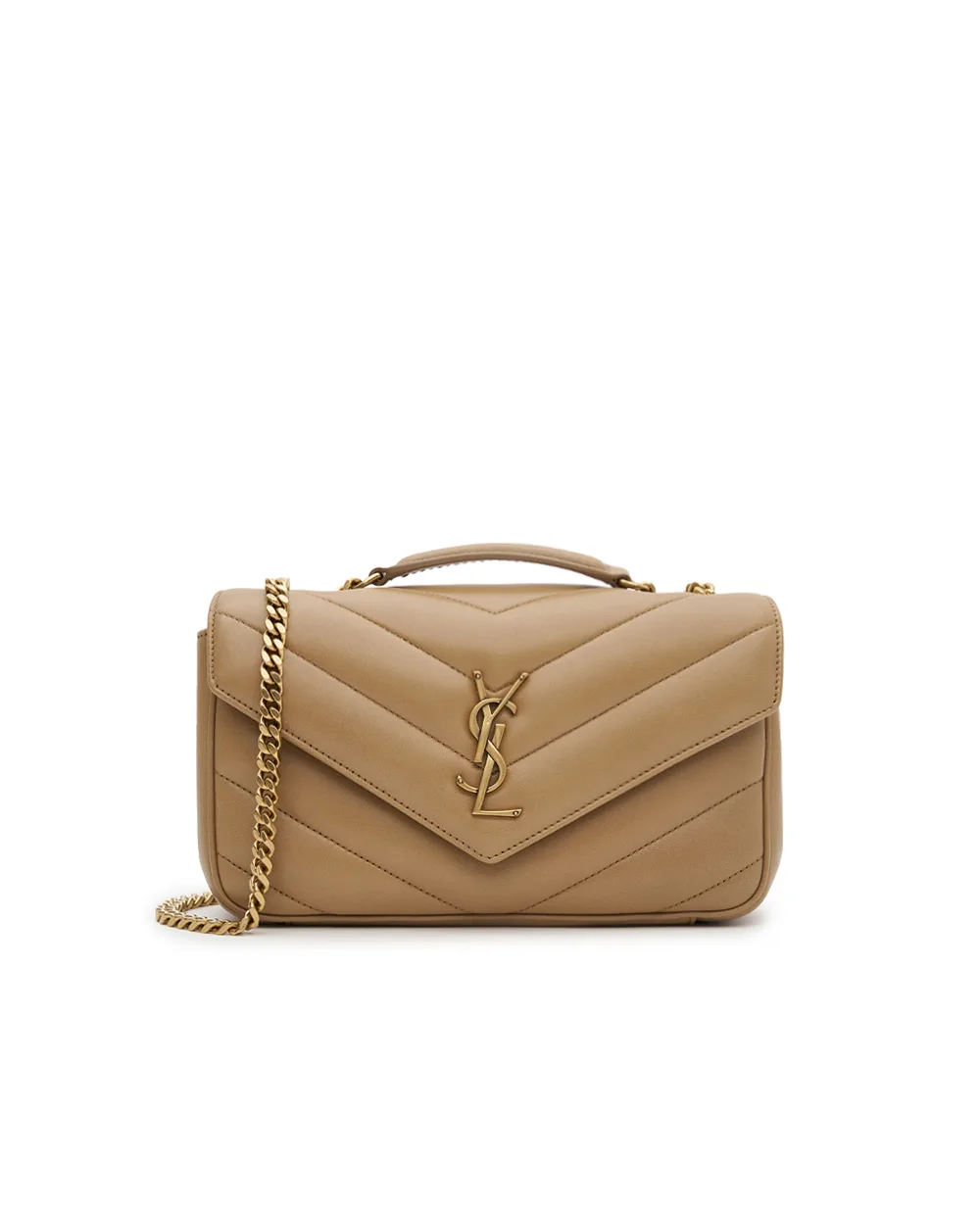 Сумка зі шкіри Loulou Small Saint Laurent 801437-AAEAX, бежевий колір • Купити в інтернет-магазині Kameron