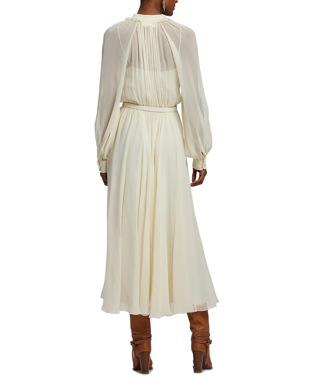 Платье Grantly Crinkle из шелка Ralph Lauren Collection 290P00343001, кремовый цвет • Купить в интернет-магазине Kameron