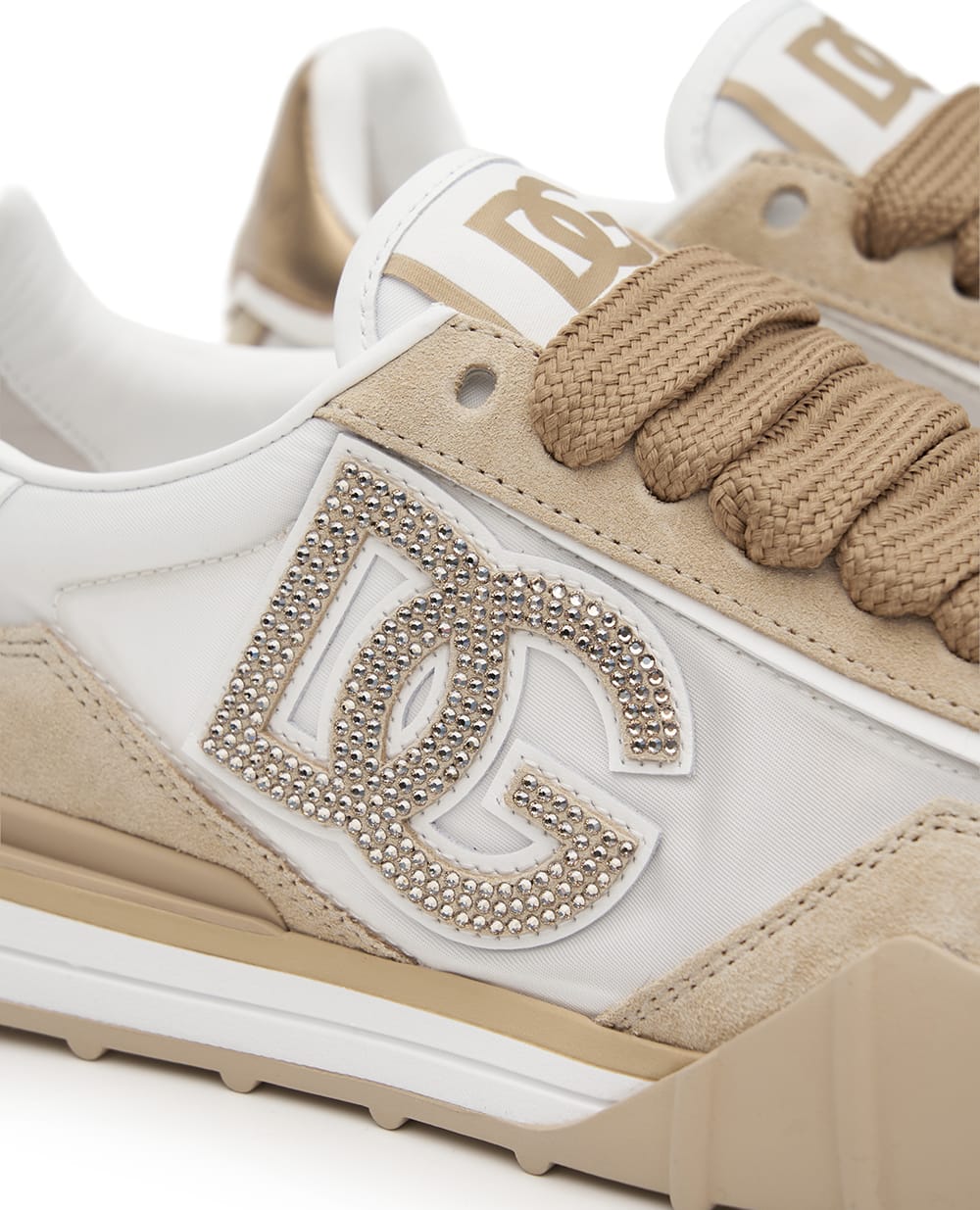 Кроссовки DG Athletic из замши и текстиля Dolce&Gabbana CK2384-A6N71, бежевый цвет • Купить в интернет-магазине Kameron