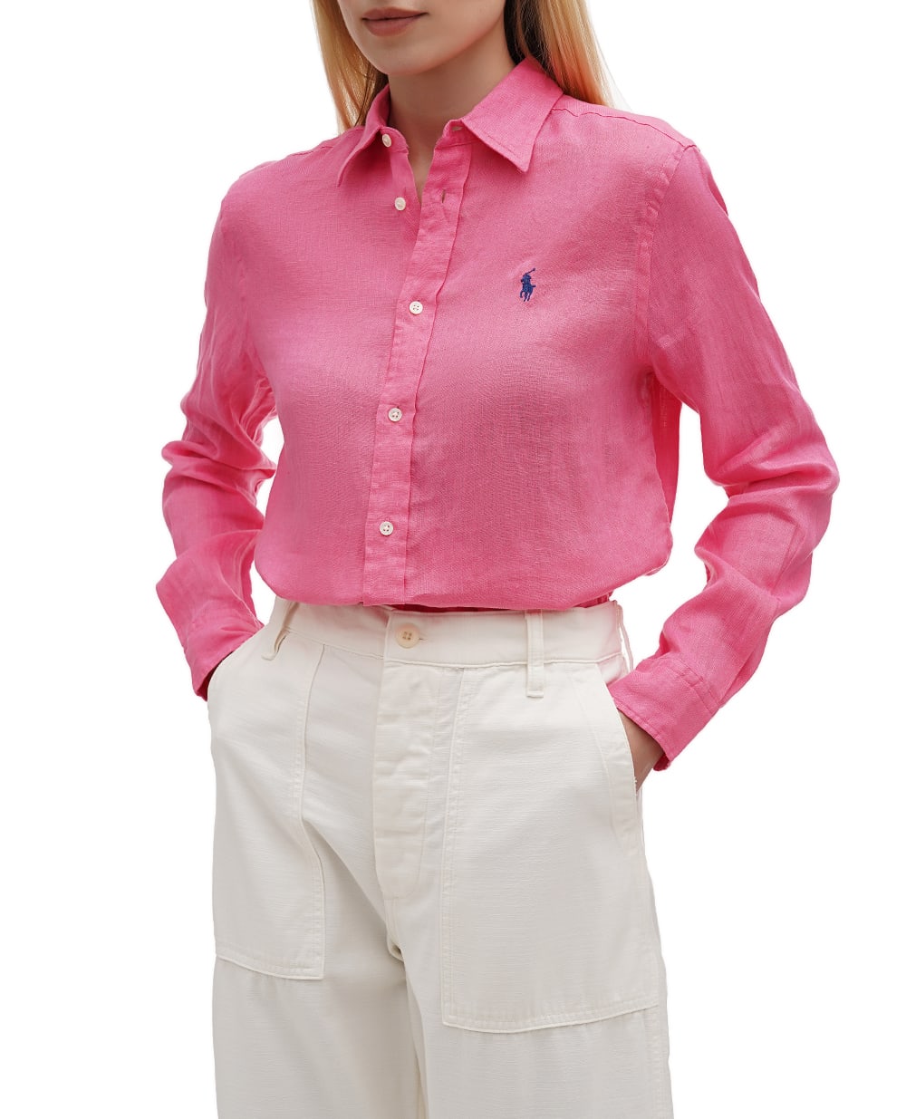 Льняная рубашка Polo Ralph Lauren 211970730007, розовый цвет • Купить в интернет-магазине Kameron