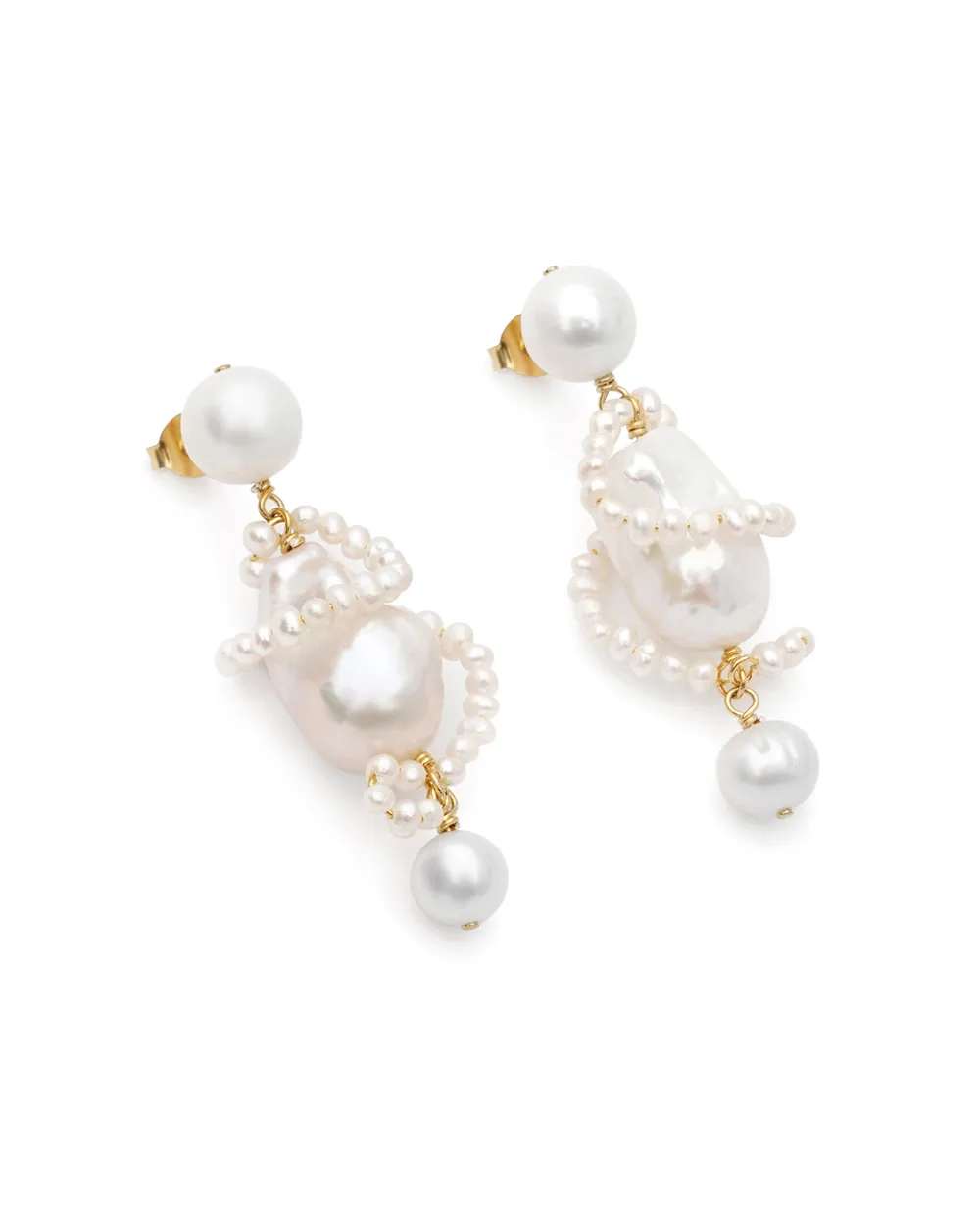Сережки з перлів та переробленого золота з позолотою Completedworks P161, золотий колір • Купити в інтернет-магазині Kameron