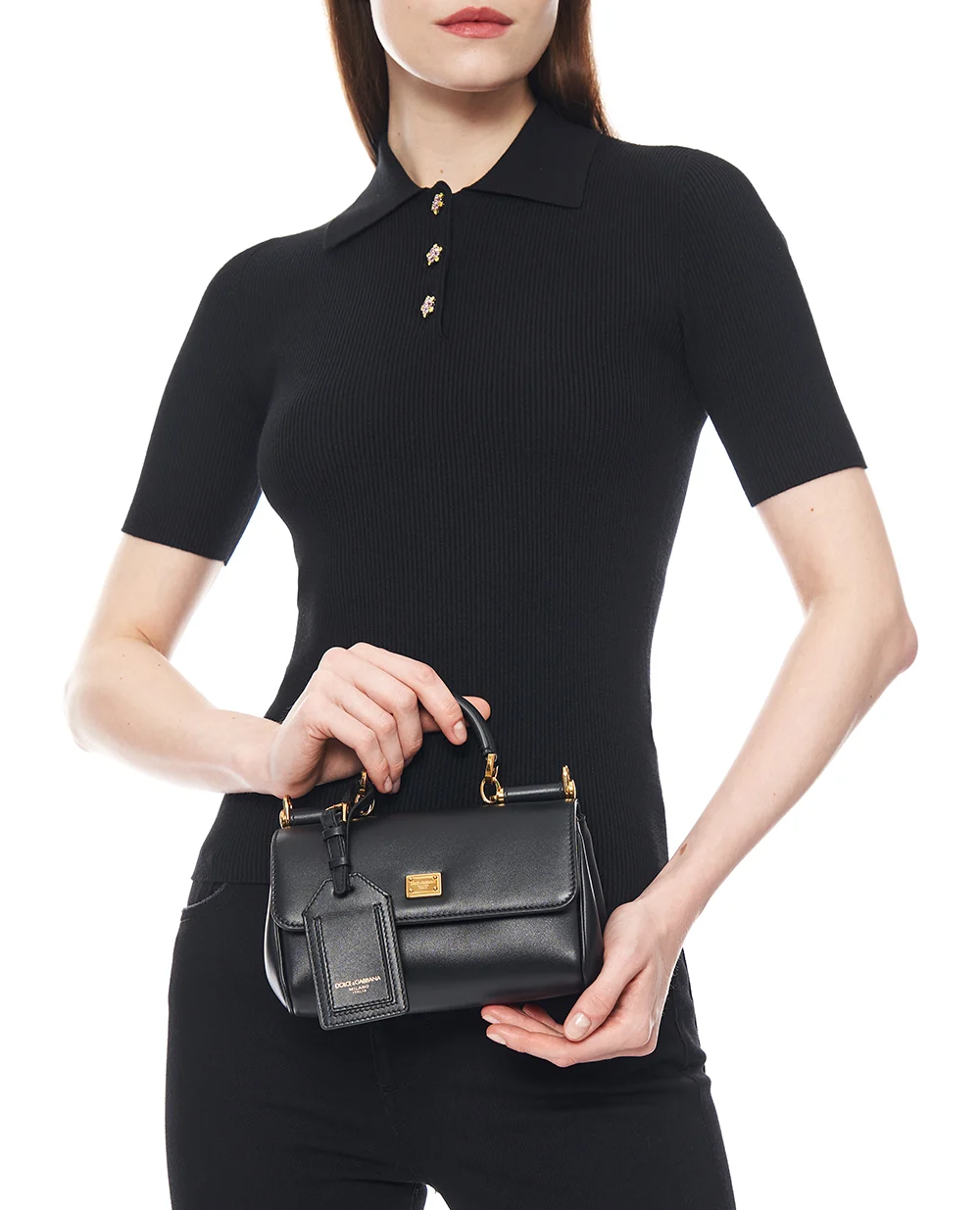 Сумка My Sicily Small із телячої шкіри Dolce&Gabbana BB7864-B7321, чорний колір • Купити в інтернет-магазині Kameron