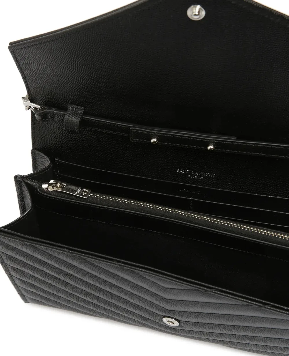 Шкіряна сумка Cassandre Chain Wallet Saint Laurent 377828-BOW02, чорний колір • Купити в інтернет-магазині Kameron