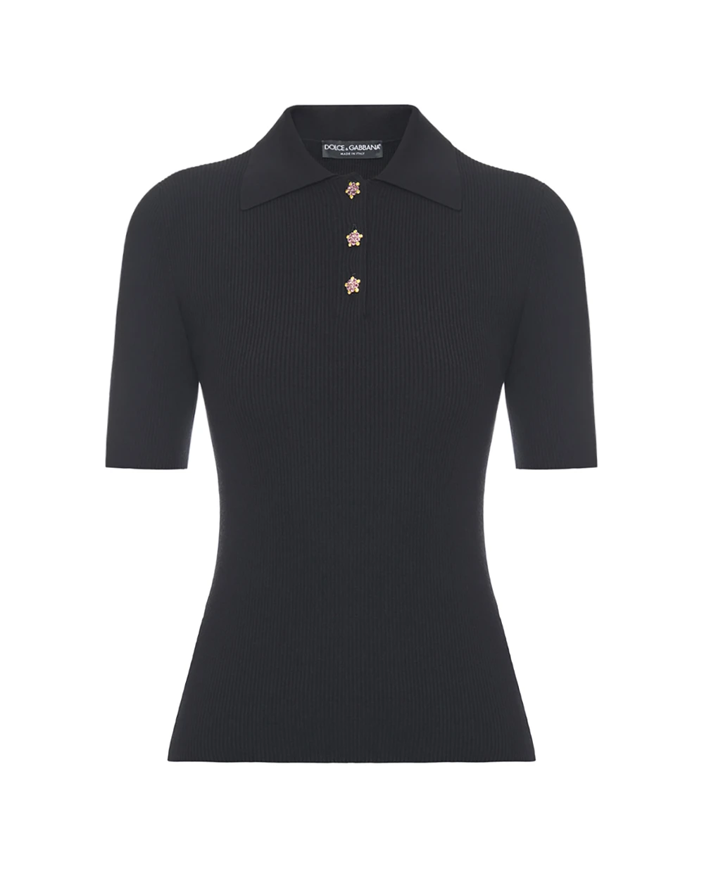 Поло в рубчик Dolce&Gabbana FXZ16Z-JFMHG, чорний колір • Купити в інтернет-магазині Kameron