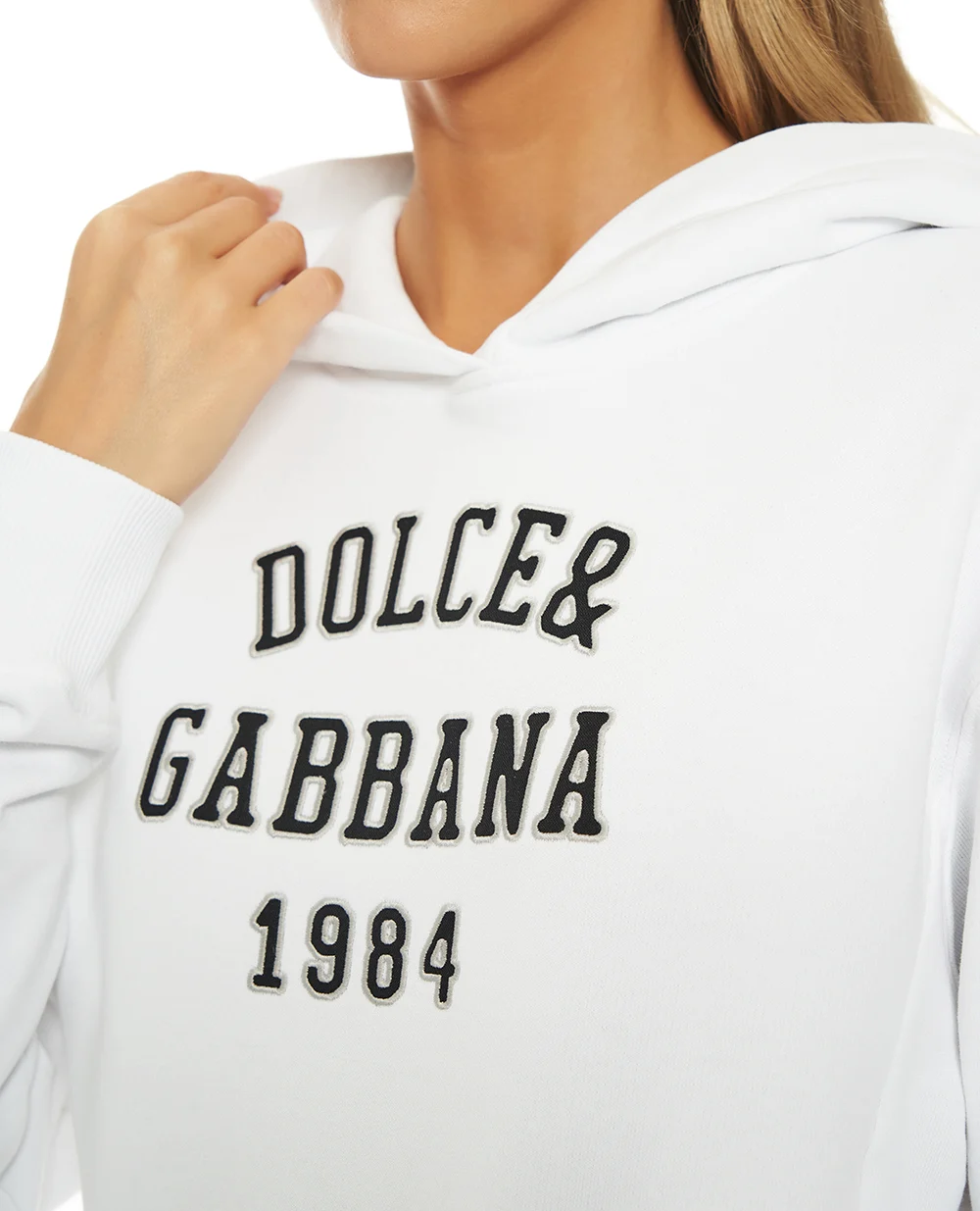Худі з вишивкою Dolce&Gabbana F9S48Z-GDDBA, білий колір • Купити в інтернет-магазині Kameron