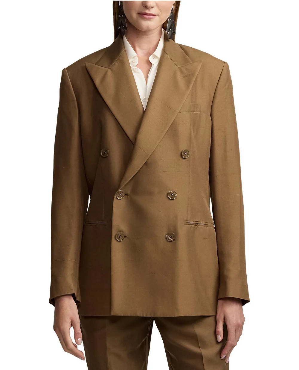 Шелковый жакет Ralph Lauren Collection 290967324002, коричневый цвет • Купить в интернет-магазине Kameron
