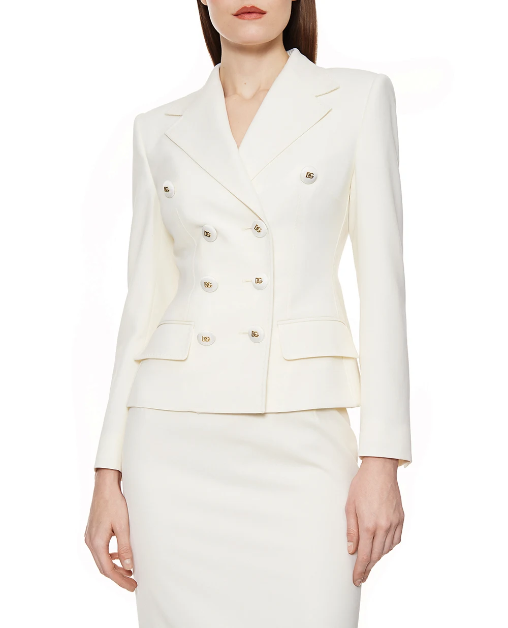 Двобортний твідовий піджак із вовни Dolce&Gabbana F27ACT-FUBGC, білий колір • Купити в інтернет-магазині Kameron