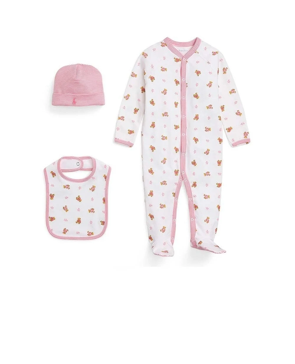 Подарочный набор  (человечек, шапочка, слюнявчик) Polo Ralph Lauren Kids 310945860001, белый цвет • Купить в интернет-магазине Kameron