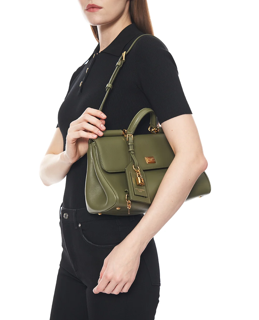 Cумка My Sicily Medium из телячьей кожи Dolce&Gabbana BB7782-B7321, зеленый цвет • Купить в интернет-магазине Kameron