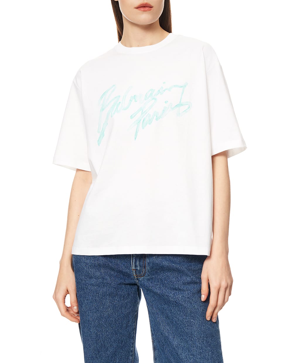 Вільна футболка з принтом Balmain Paris Brush Balmain GF1EG110BD41, білий колір • Купити в інтернет-магазині Kameron