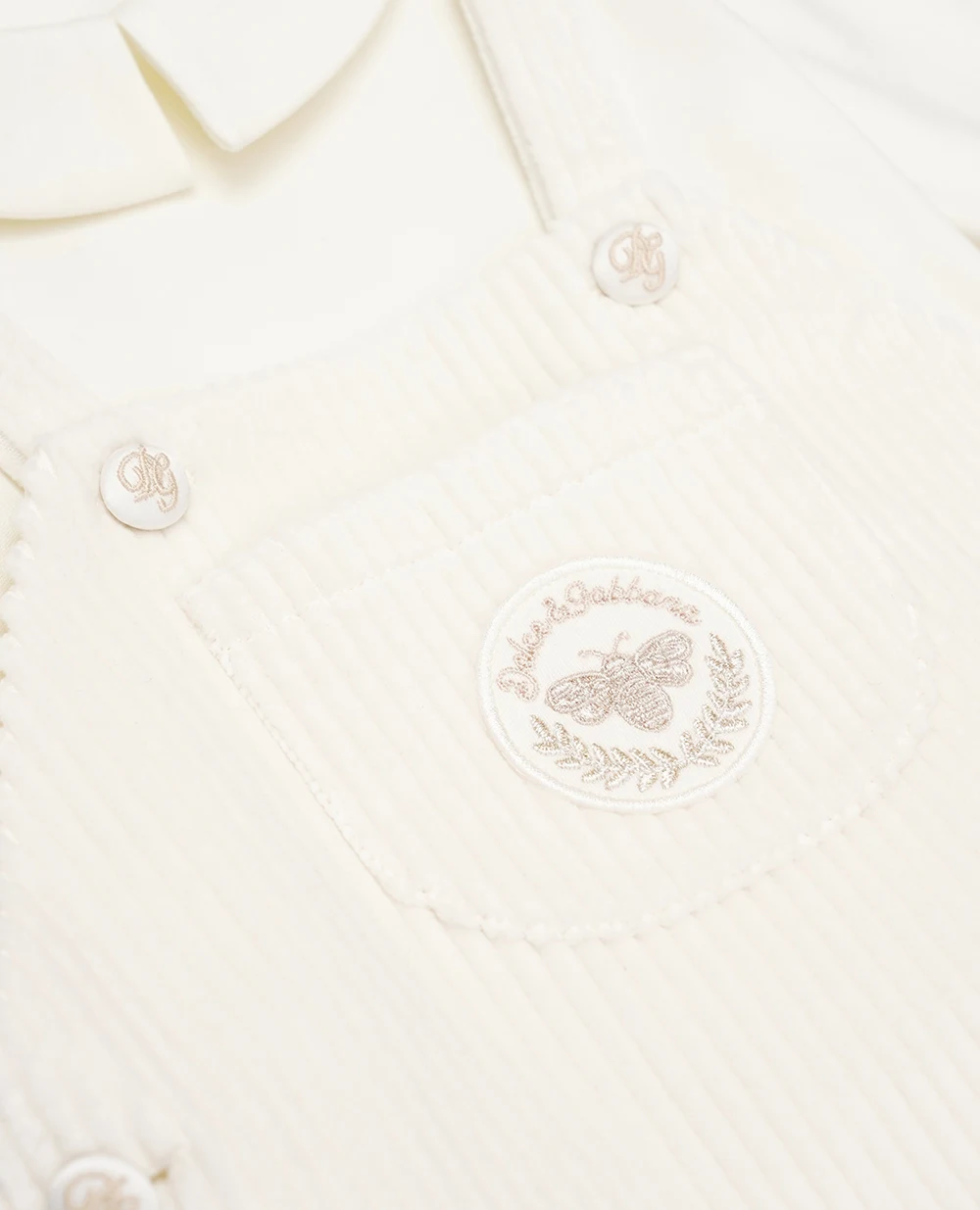 Детский комплект из бархата Dolce&Gabbana Kids L12O00-G7PFP, бежевый цвет • Купить в интернет-магазине Kameron