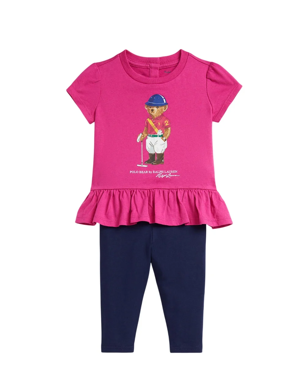 Детский комплект из хлопковой футболки и леггинсов Polo Bear Polo Ralph Lauren Kids 310A98934001, розовый цвет • Купить в интернет-магазине Kameron