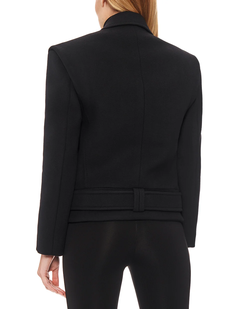 Двубортное укороченное пальто из шерсти Balmain FF1UA095WD10, черный цвет • Купить в интернет-магазине Kameron