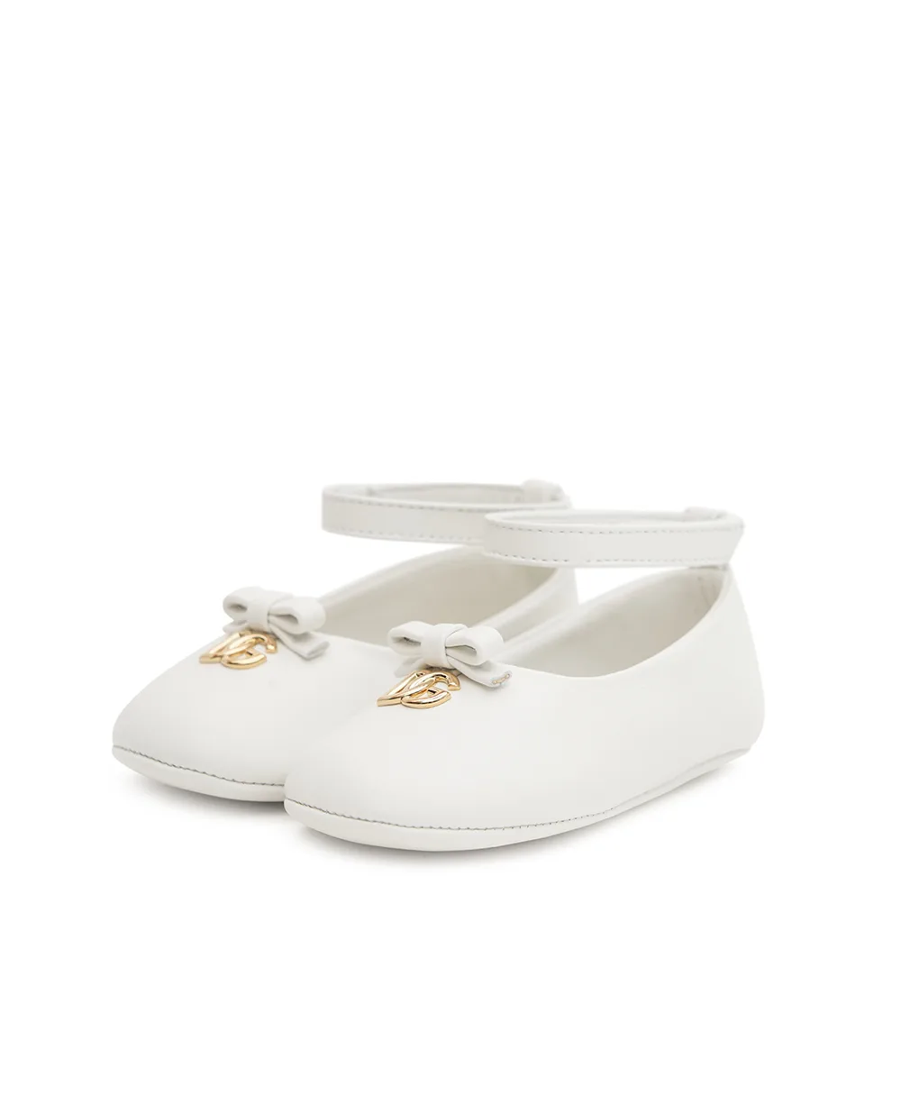 Балетки для новорожденных из кожи наппа Dolce&Gabbana DK0065-AB793, белый цвет • Купить в интернет-магазине Kameron