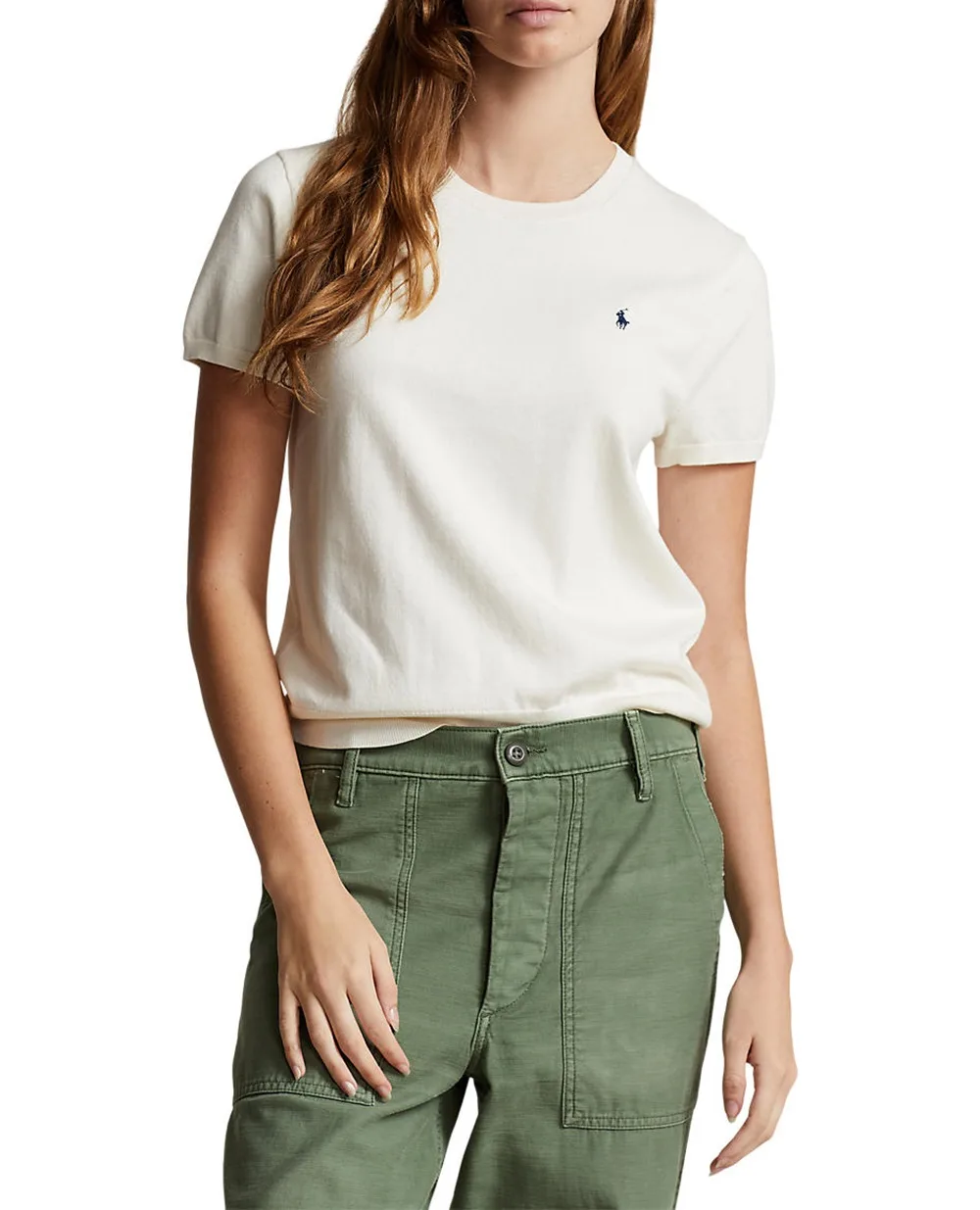 Джемпер із короткими рукавами Polo Ralph Lauren 211891673001, молочний колір • Купити в інтернет-магазині Kameron