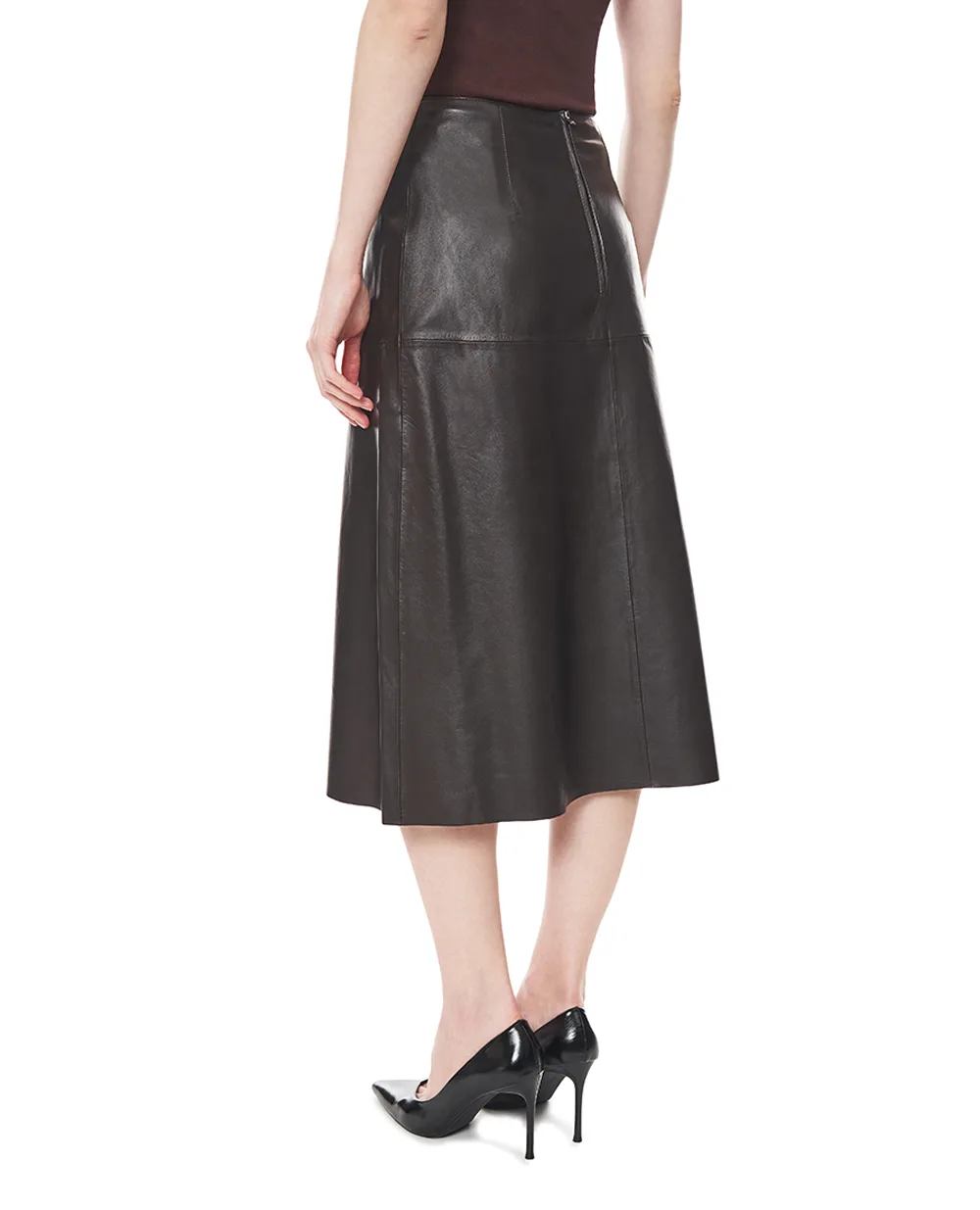 Юбка из овечьей кожи Yves Salomon 26EYJ22376APXX, темно-коричневый цвет • Купить в интернет-магазине Kameron