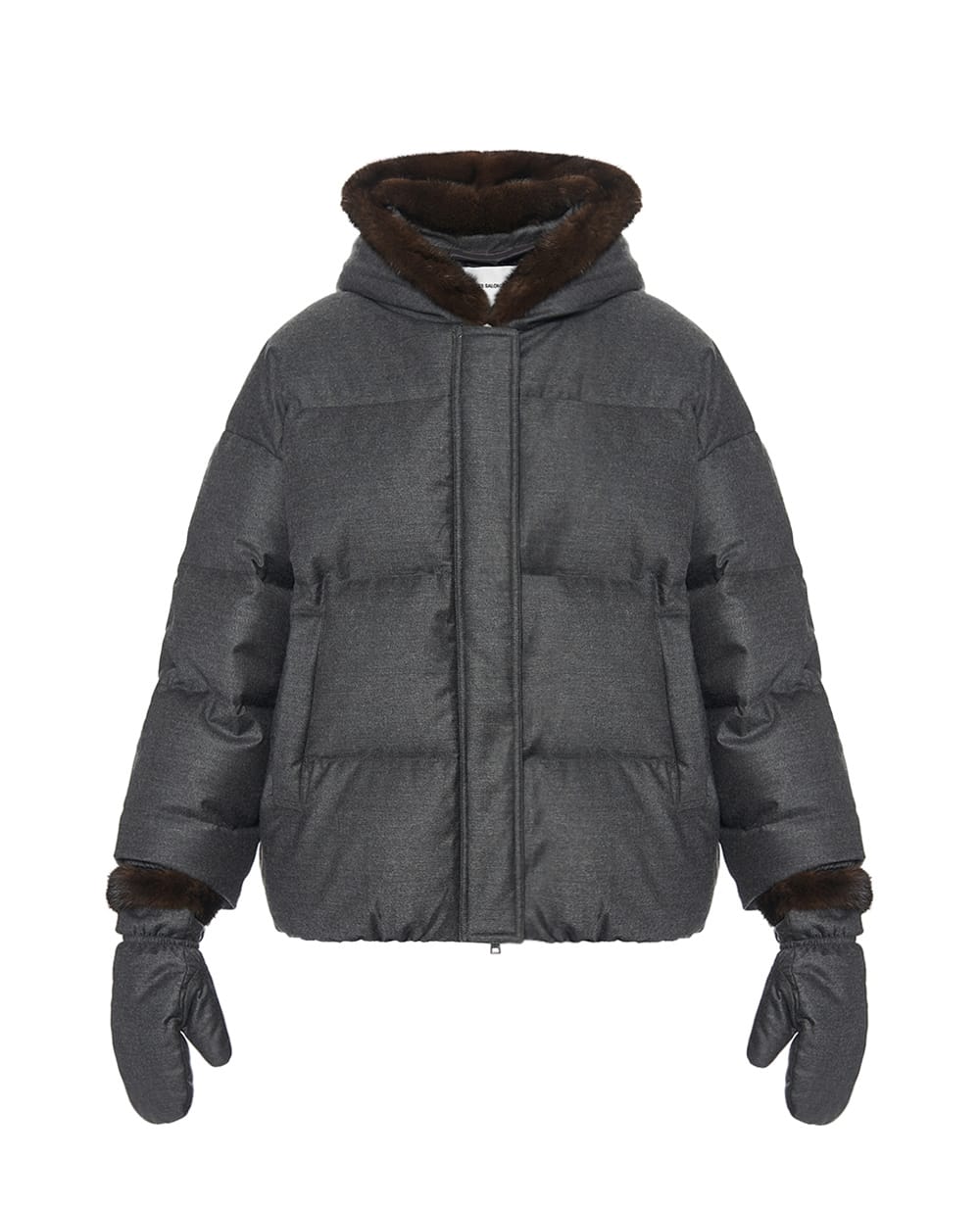 Куртка з рукавичками Yves Salomon 26WYV05966WO2W, сірий колір • Купити в інтернет-магазині Kameron