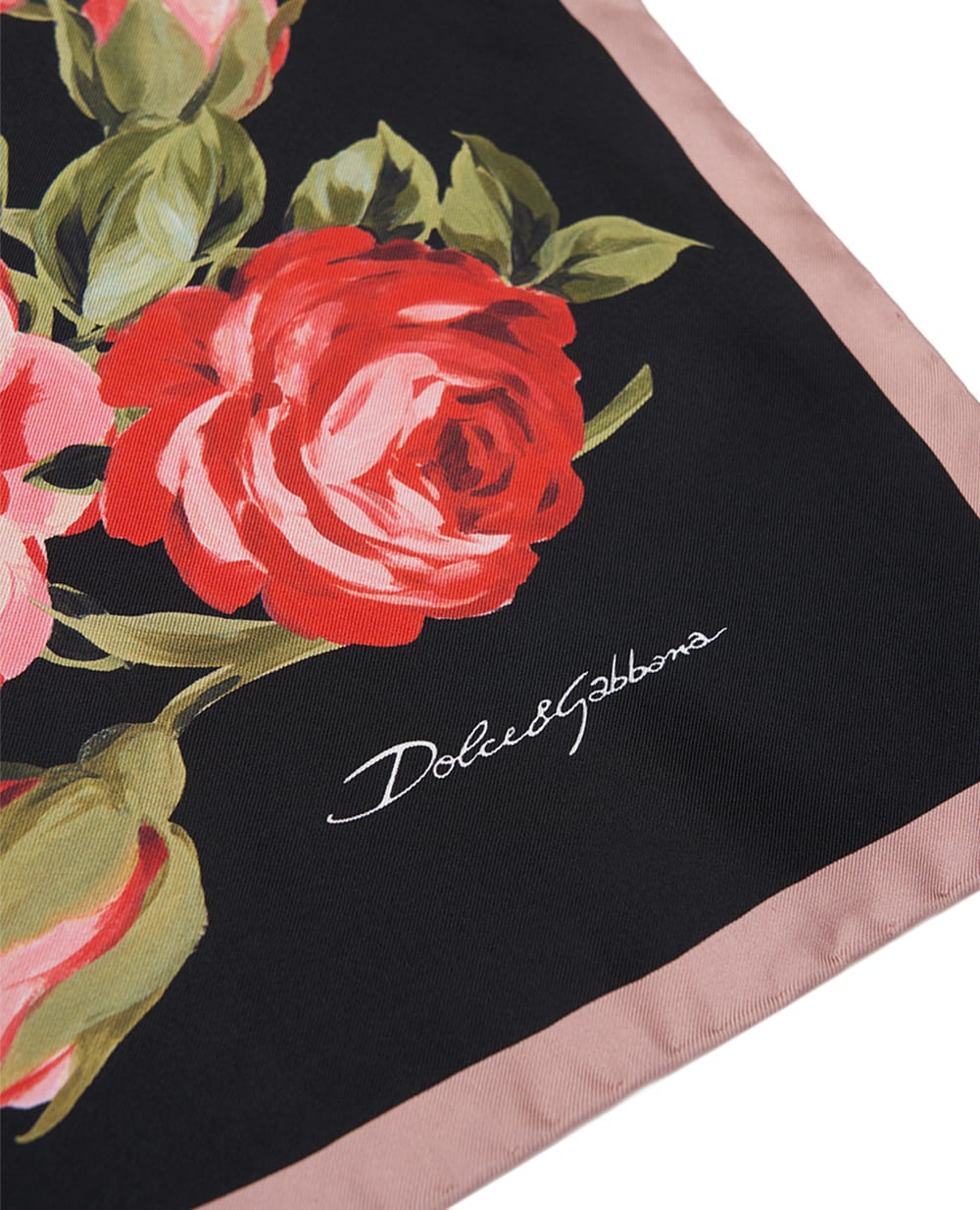 Шовкова хустка з квітковим принтом Dolce&Gabbana FN090R-GDDPL, чорний колір • Купити в інтернет-магазині Kameron