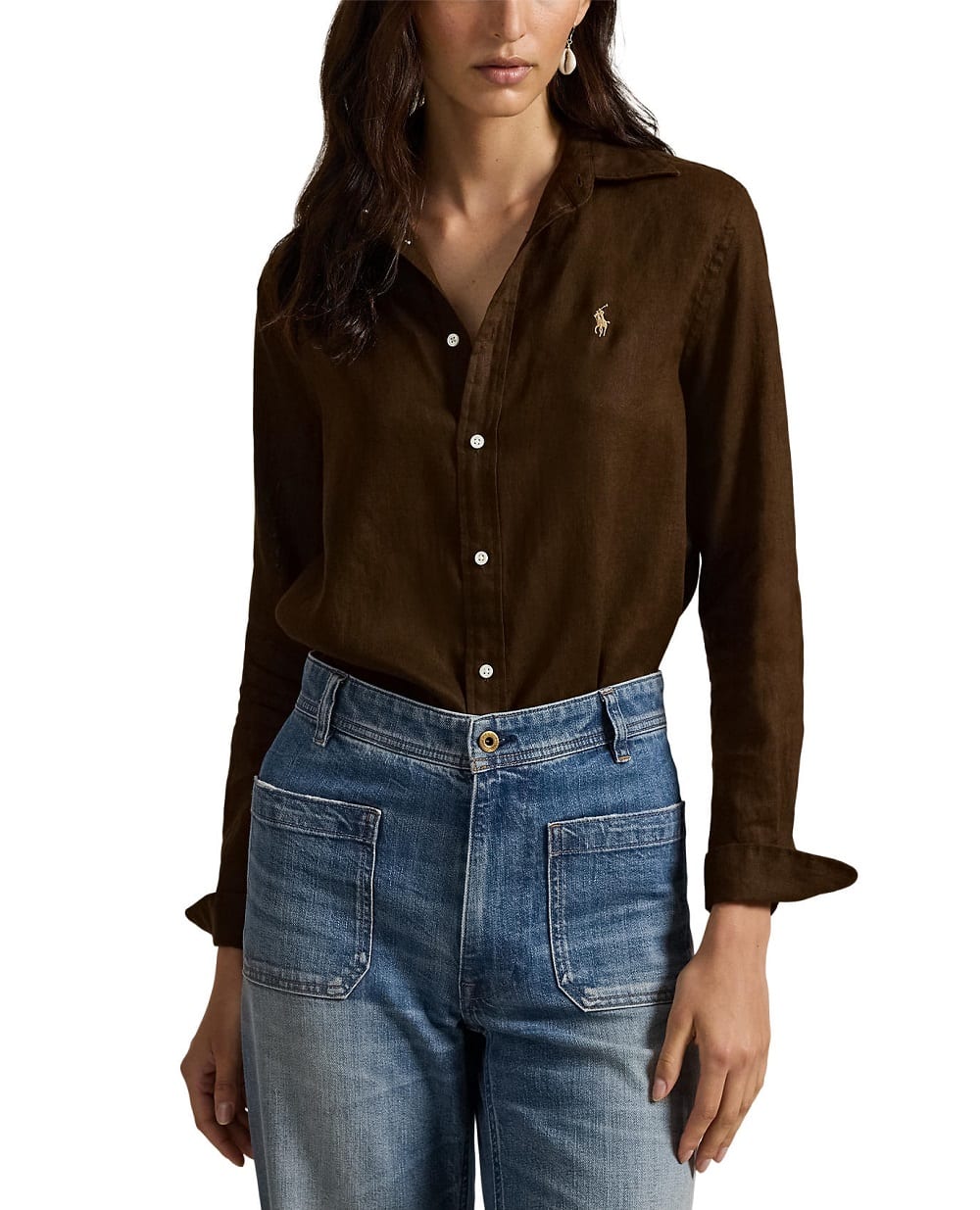 Льняная рубашка Polo Ralph Lauren 211970730508, коричневый цвет • Купить в интернет-магазине Kameron