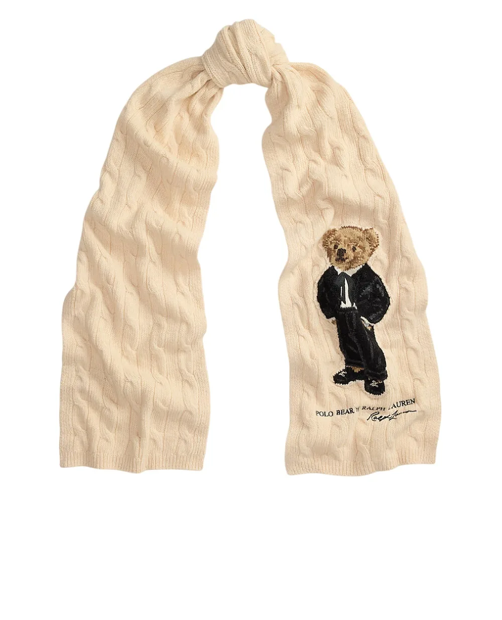 Шарф Polo Bear из шерстяной смеси Polo Ralph Lauren 455P04649001, бежевый цвет • Купить в интернет-магазине Kameron