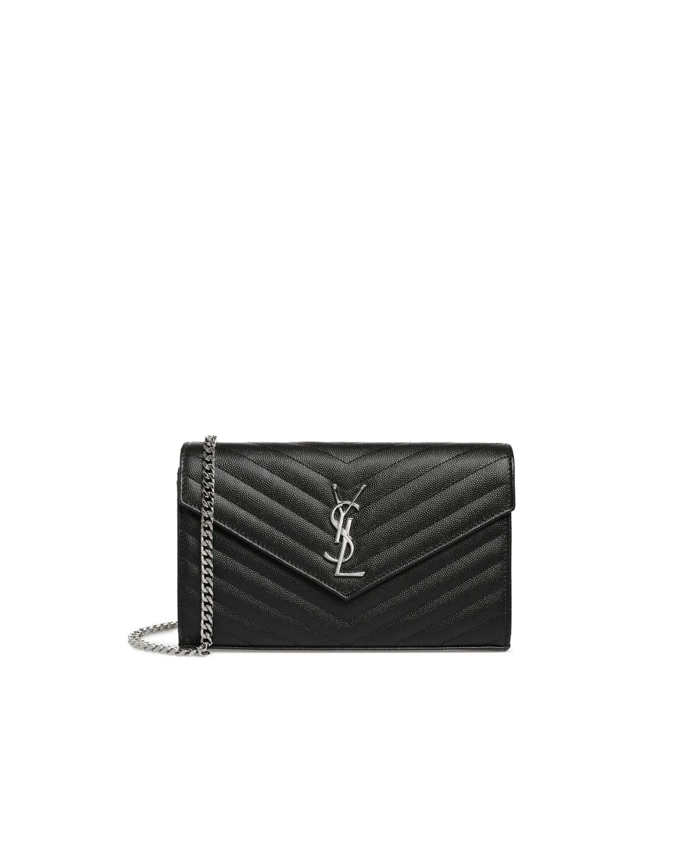 Шкіряна сумка Cassandre Chain Wallet Saint Laurent 377828-BOW02, чорний колір • Купити в інтернет-магазині Kameron