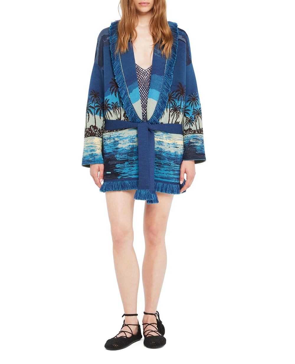 Кардиган из кашемира, шерсти и хлопка Alanui LWHB064R26KNI0204645, темно-синий цвет • Купить в интернет-магазине Kameron