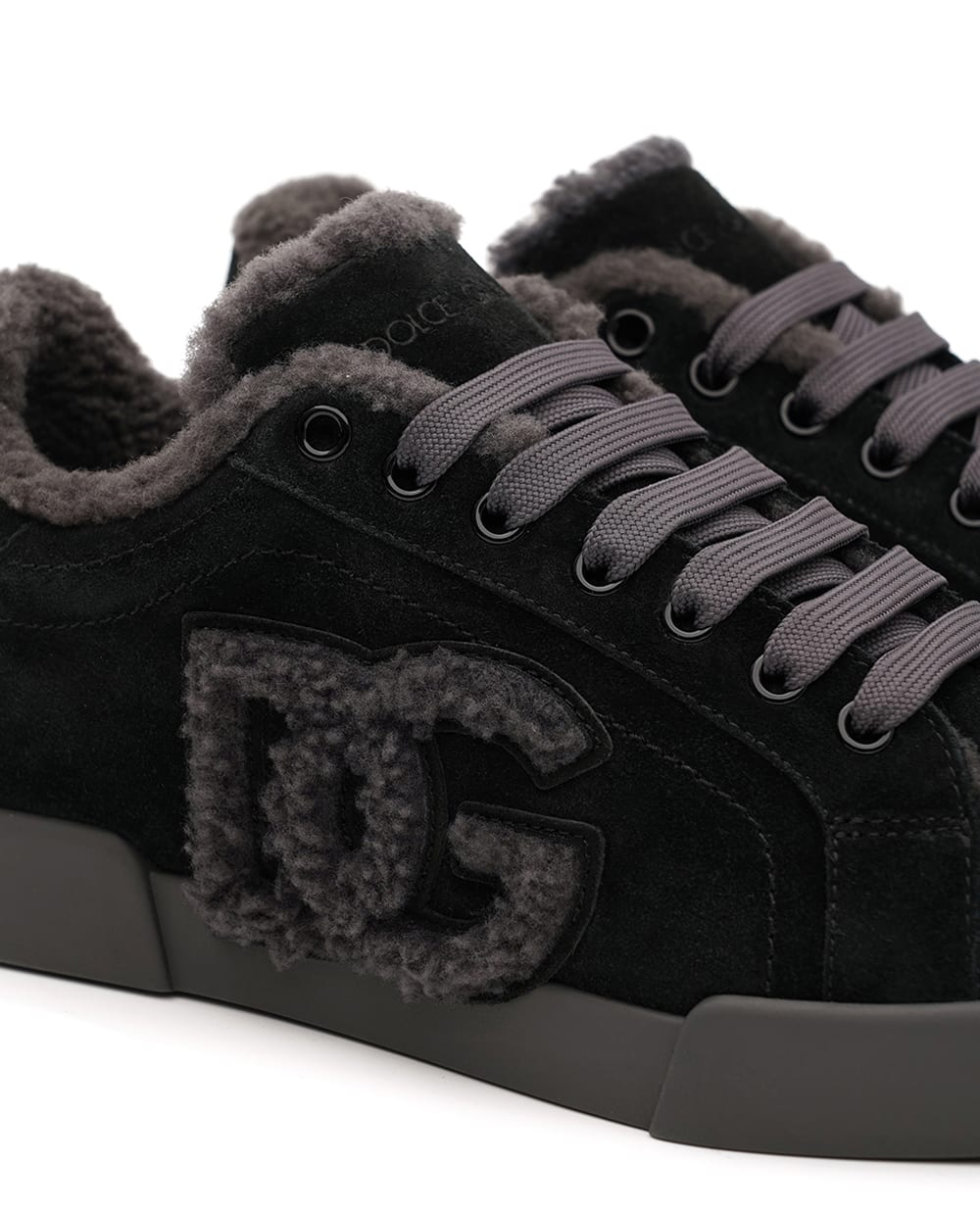 Снікери Portofino Light з телячої шкіри та овчини Dolce&Gabbana CK2374-AJ222, чорний колір • Купити в інтернет-магазині Kameron