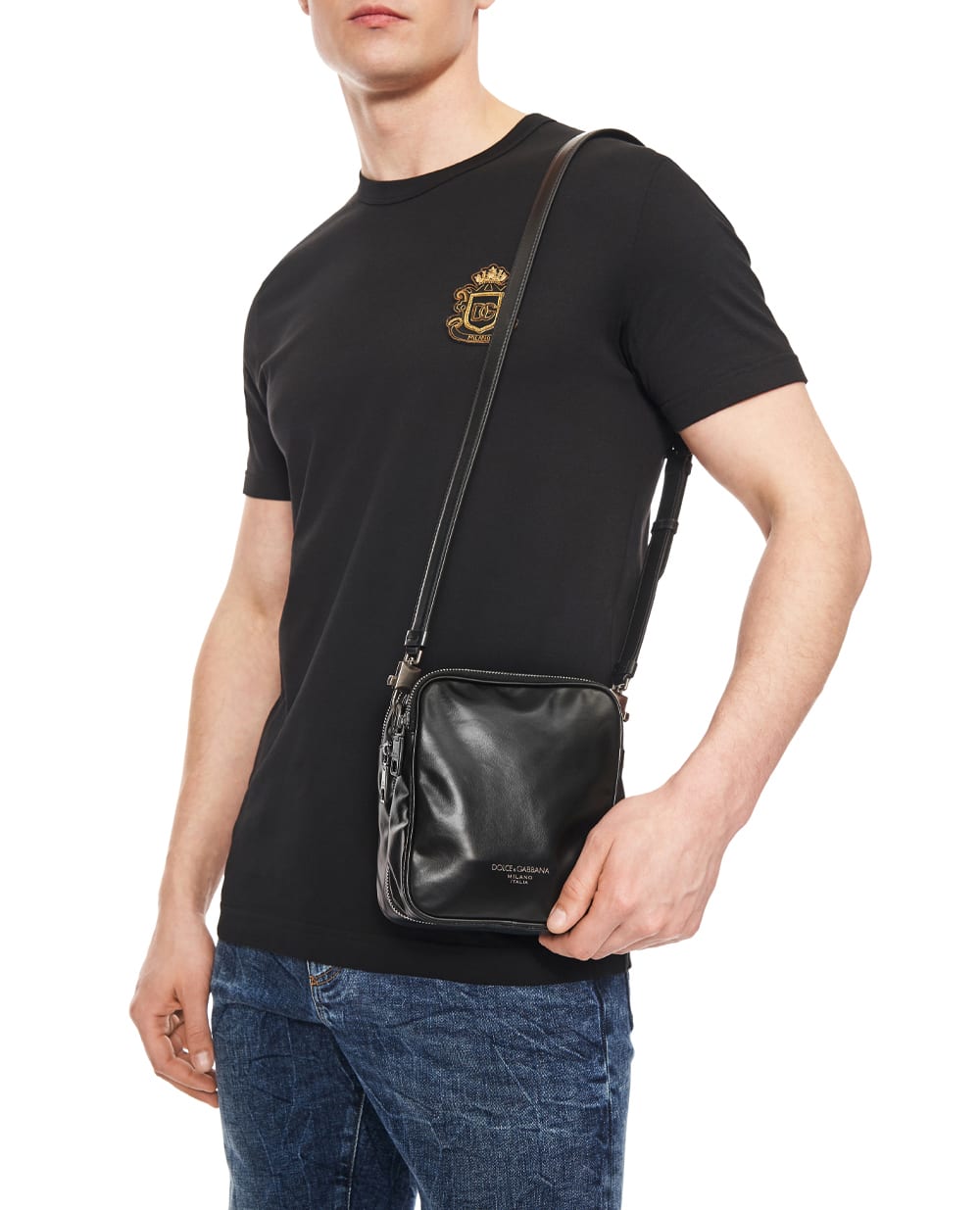 Сумка-трансформер из телячьей кожи Dolce&Gabbana BM2187-AU996, черный цвет • Купить в интернет-магазине Kameron