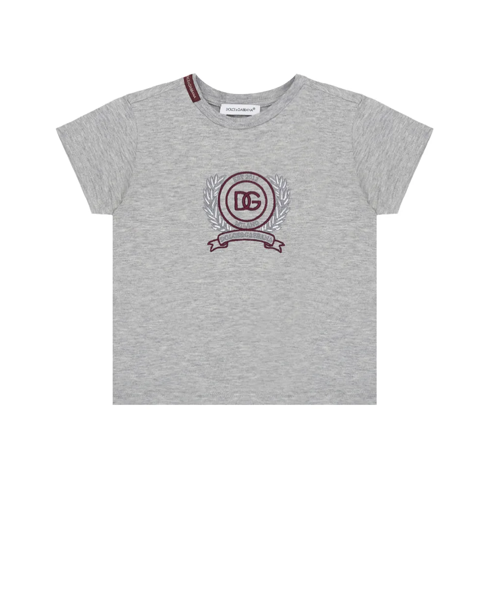 Детская футболка с вышивкой логотипа Dolce&Gabbana Kids L1JTEY-G7PVA, серый цвет • Купить в интернет-магазине Kameron
