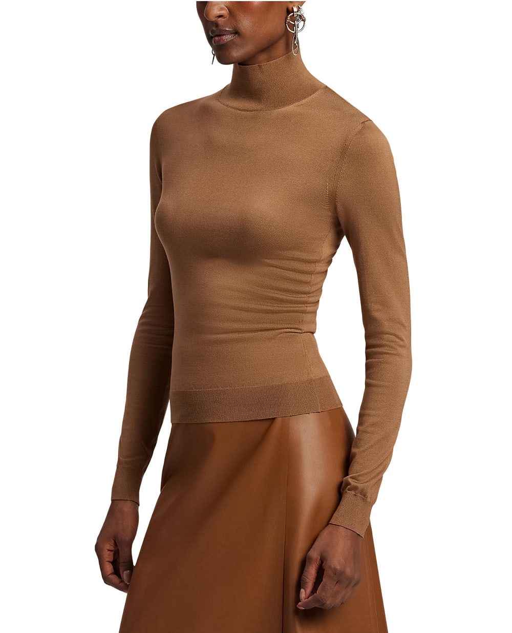 Гольф из эластичного шелка Ralph Lauren Collection 290981664001, коричневый цвет • Купить в интернет-магазине Kameron