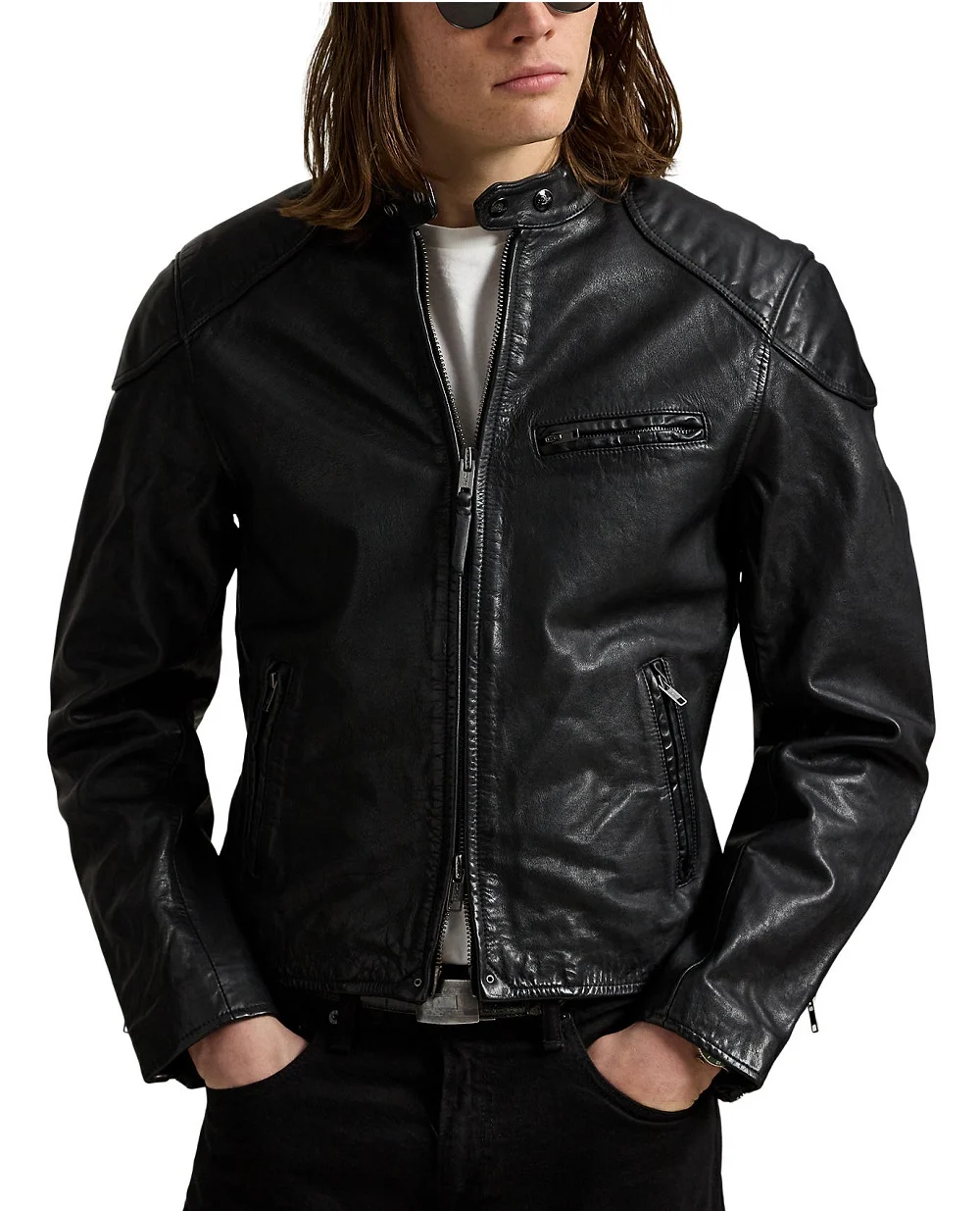 Куртка CAFÉ RACER из кожи Polo Ralph Lauren 710970573001, черный цвет • Купить в интернет-магазине Kameron