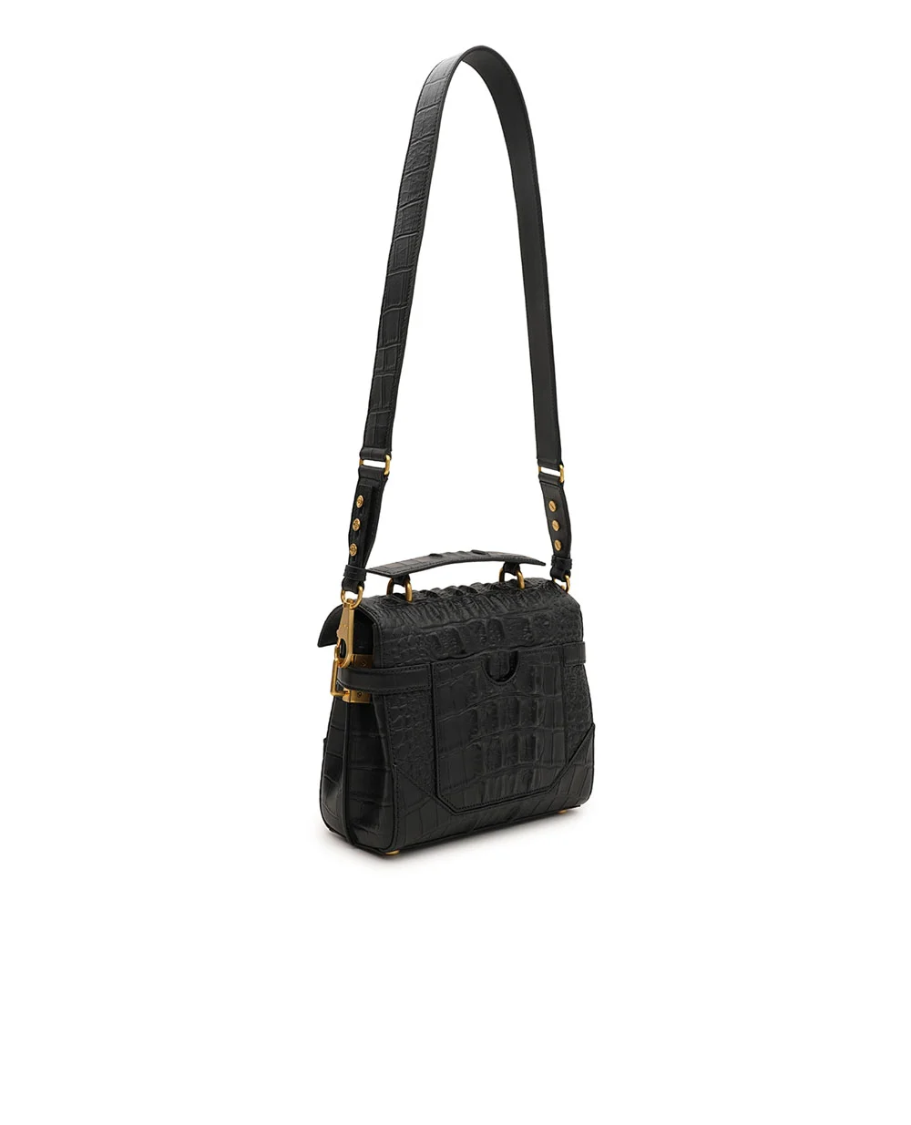 Сумка B Buzz під шкіру крокодила Balmain FN0DB526LOBC, чорний колір • Купити в інтернет-магазині Kameron