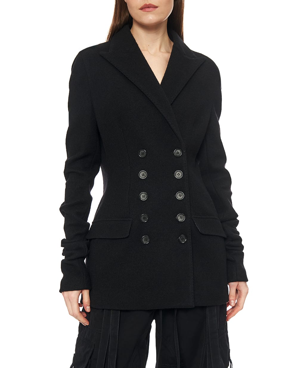 Жакет двобортний з вовни Dolce&Gabbana F27HDT-HU2BB, чорний колір • Купити в інтернет-магазині Kameron