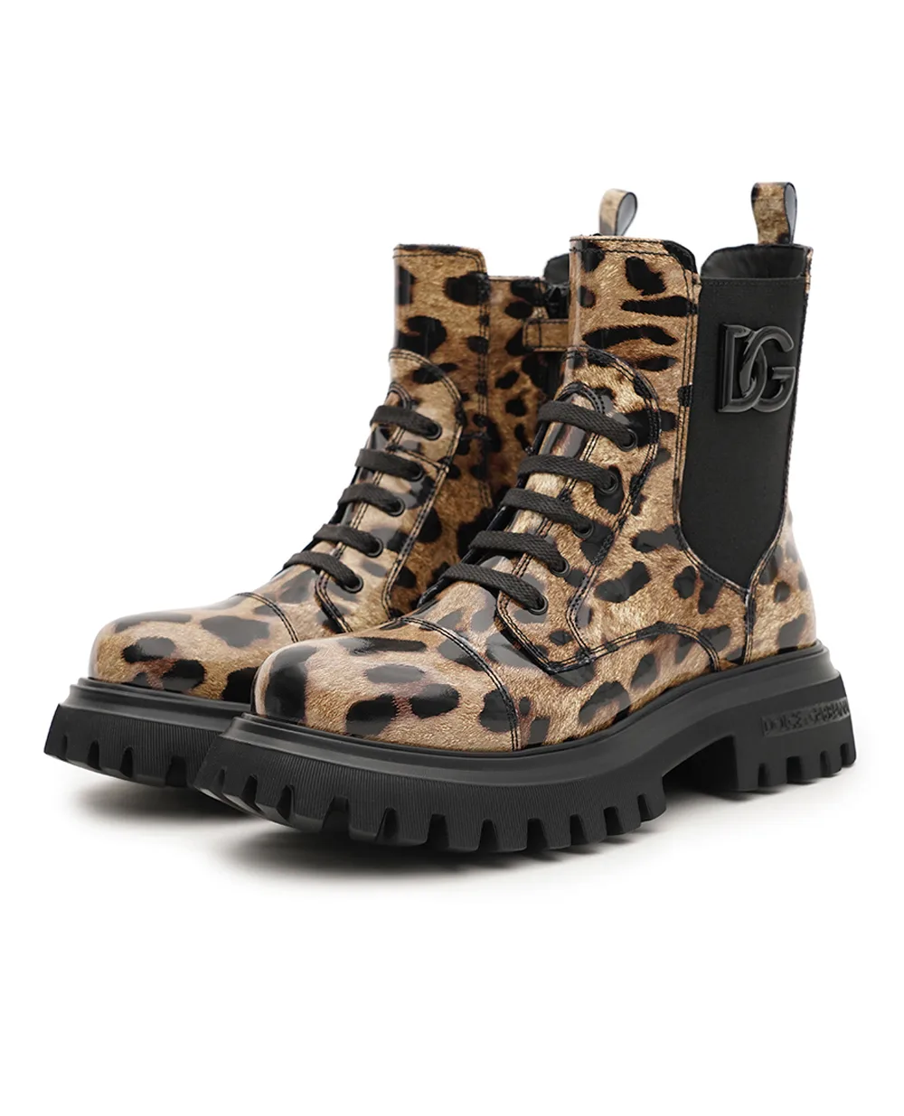 Дитячі черевики з глянсової шкіри Dolce&Gabbana Kids D11360-AM568-L, коричневий колір • Купити в інтернет-магазині Kameron