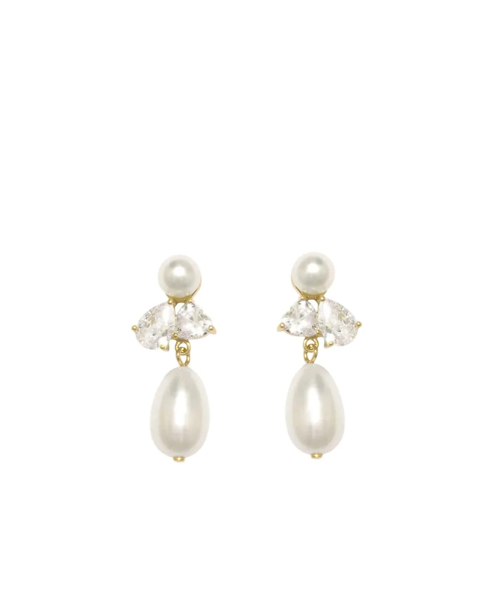 Сережки з переробленого золота з перлами і цирконієм Completedworks P98, золотий колір • Купити в інтернет-магазині Kameron