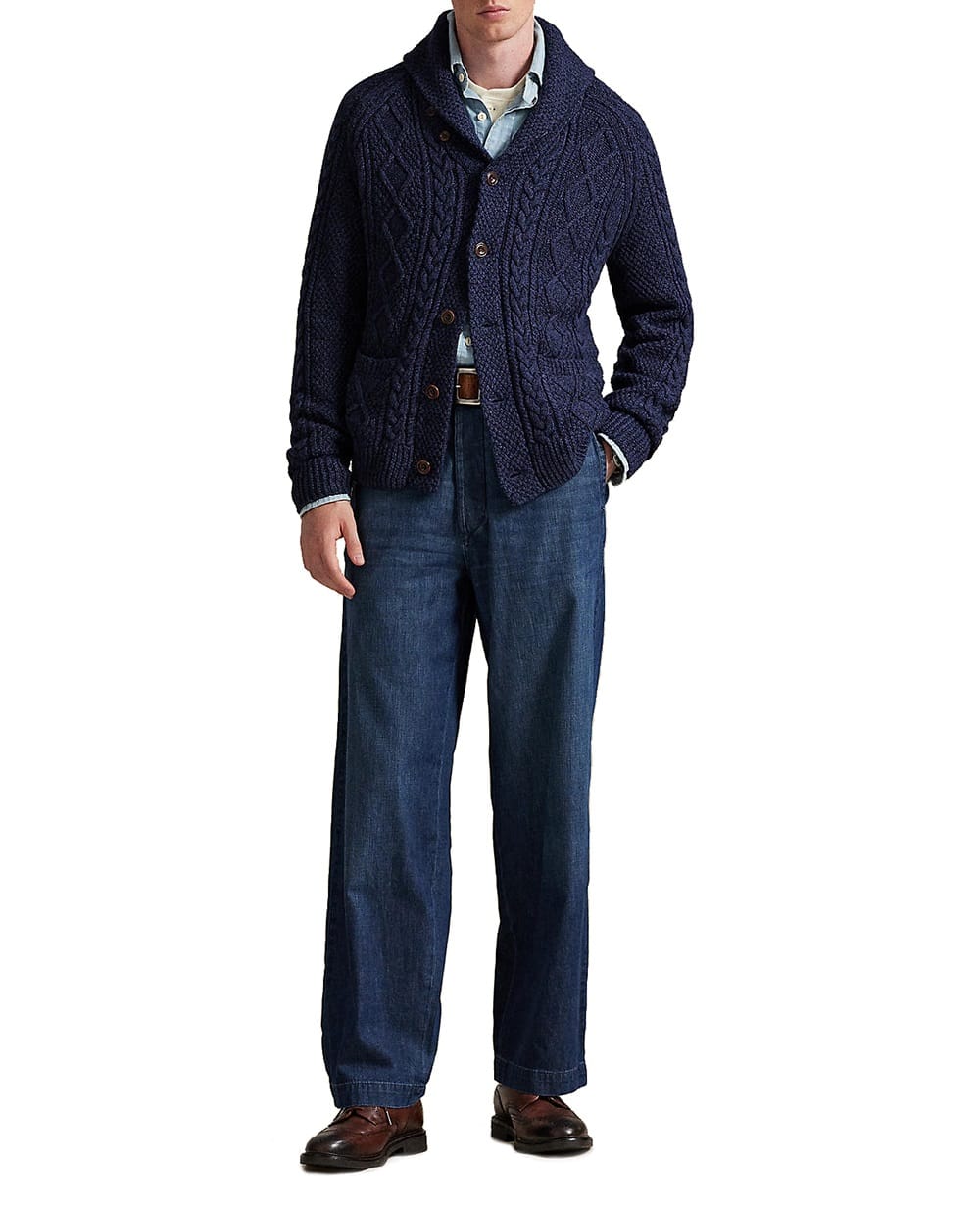 Кардиган с арановым воротом Polo Ralph Lauren 710P02704001, синий цвет • Купить в интернет-магазине Kameron