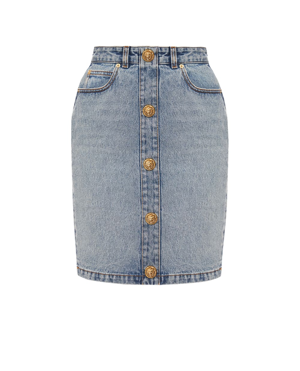 Джинсовая юбка Balmain FF0LC267DF97, голубой цвет • Купить в интернет-магазине Kameron