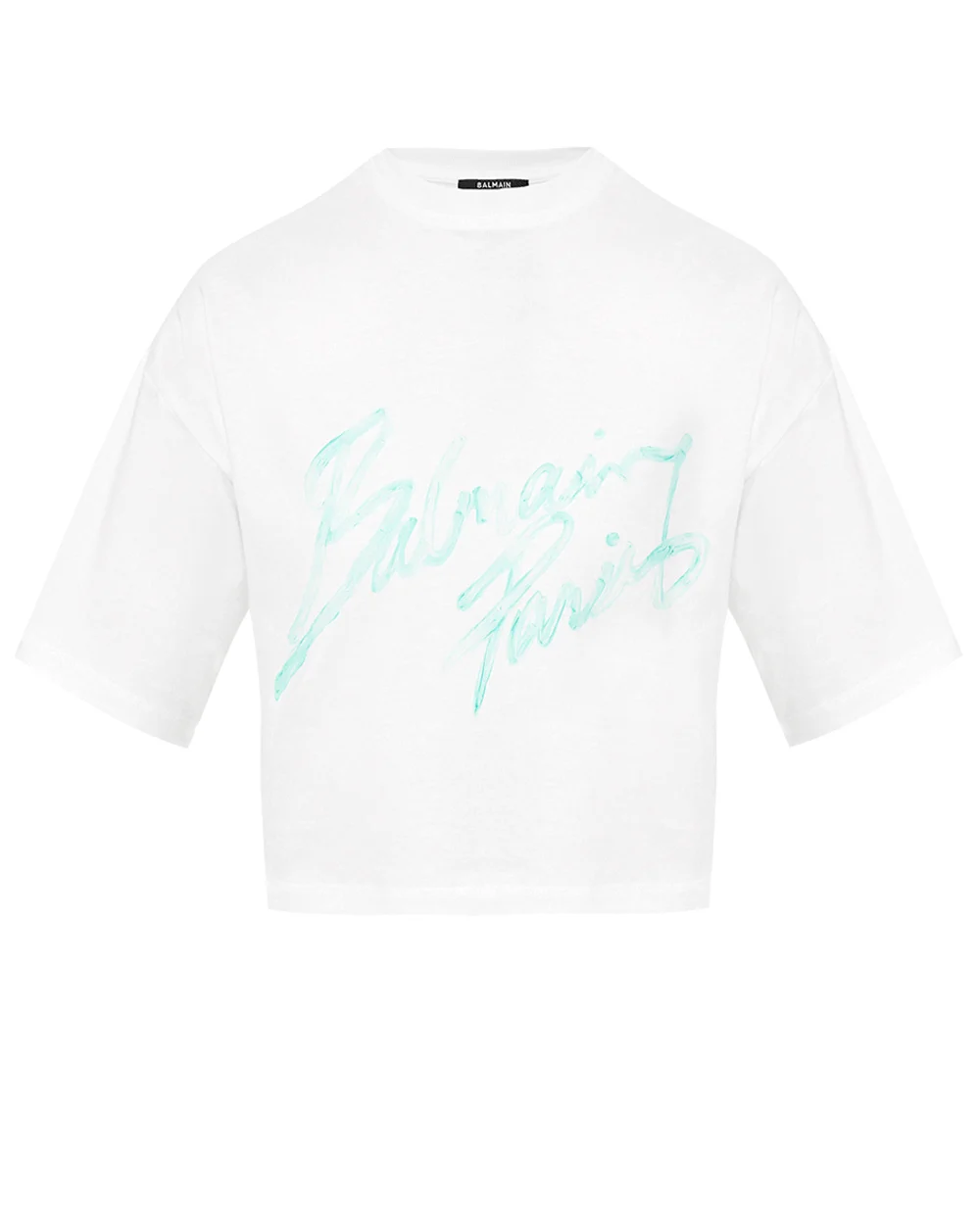 Футболка укороченная с логотипом Balmain GF1EE145BD41, белый цвет • Купить в интернет-магазине Kameron